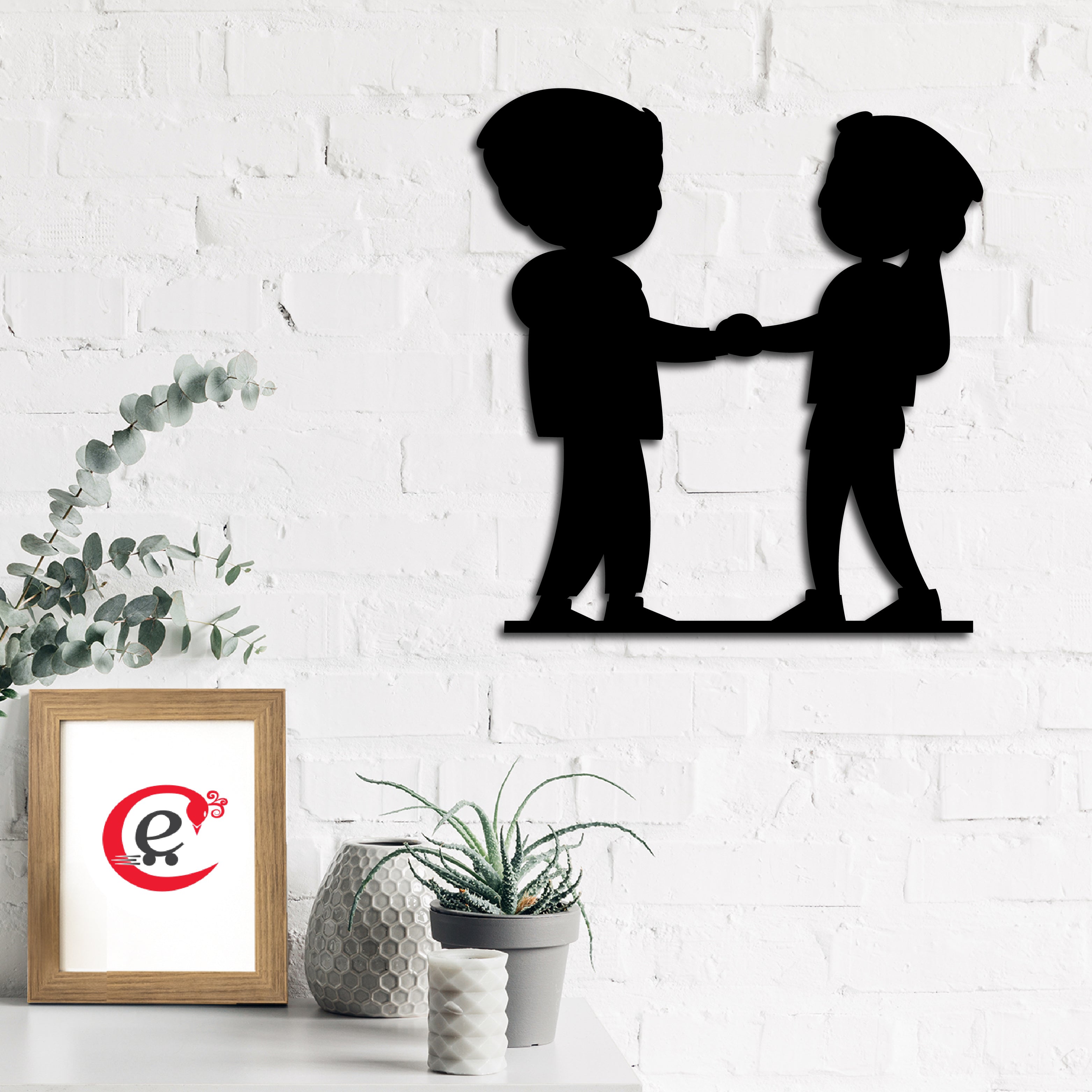 "Couple holding hands" Black Engineered Wood Wall Art Cutout, Ready to Hang Home Decor