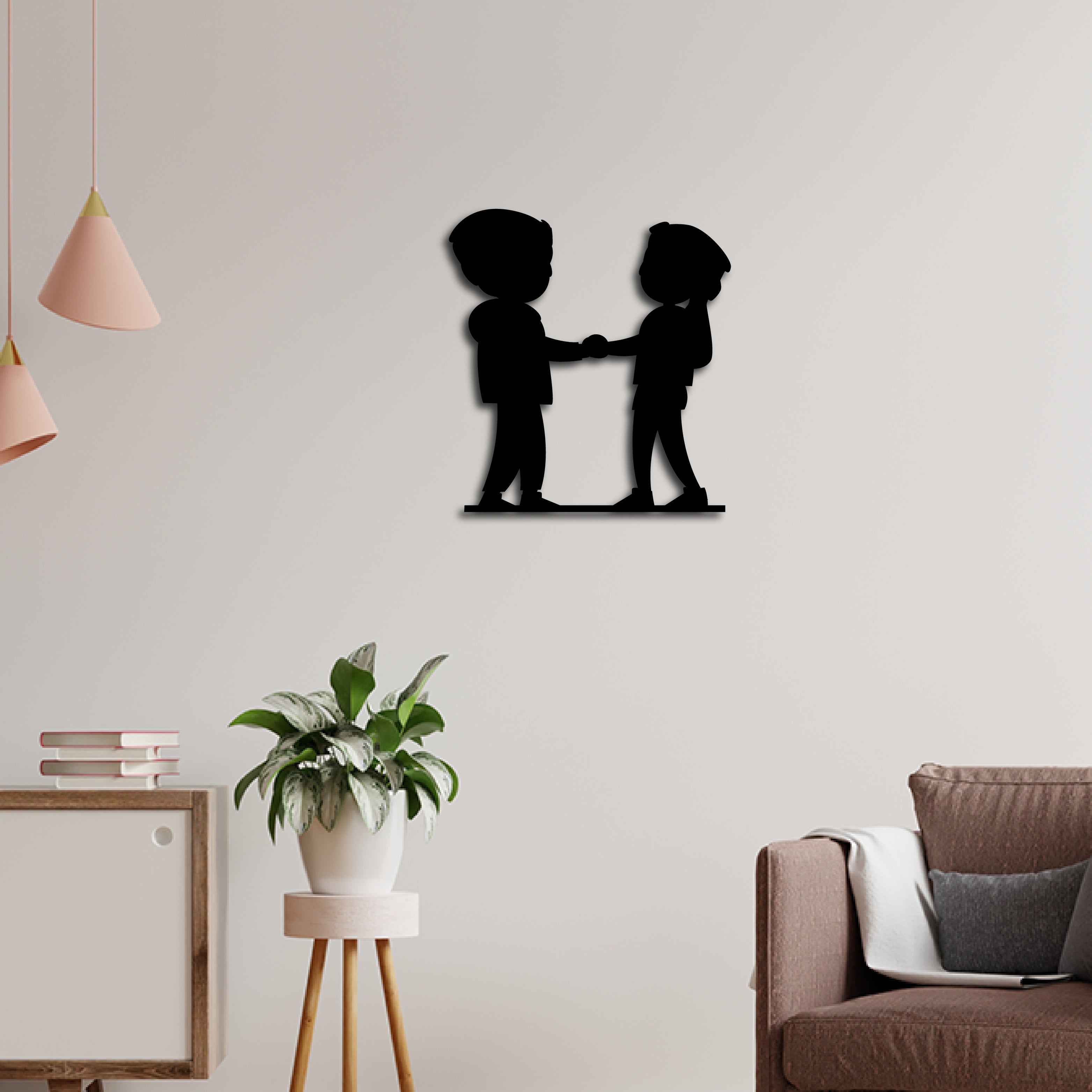 "Couple holding hands" Black Engineered Wood Wall Art Cutout, Ready to Hang Home Decor 1