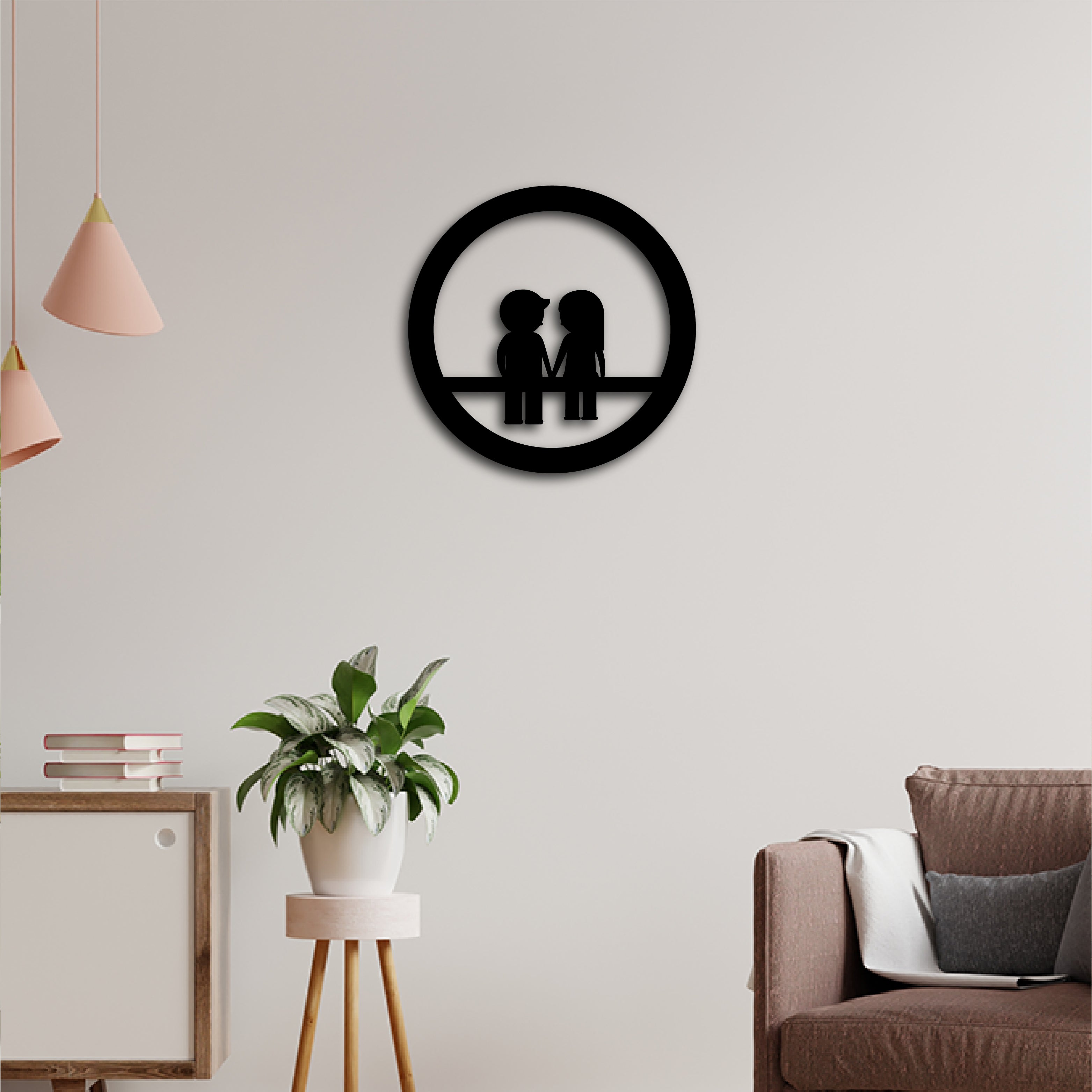 "Couple sitting on Bench" Black Engineered Wood Wall Art Cutout, Ready to Hang Home Decor 1