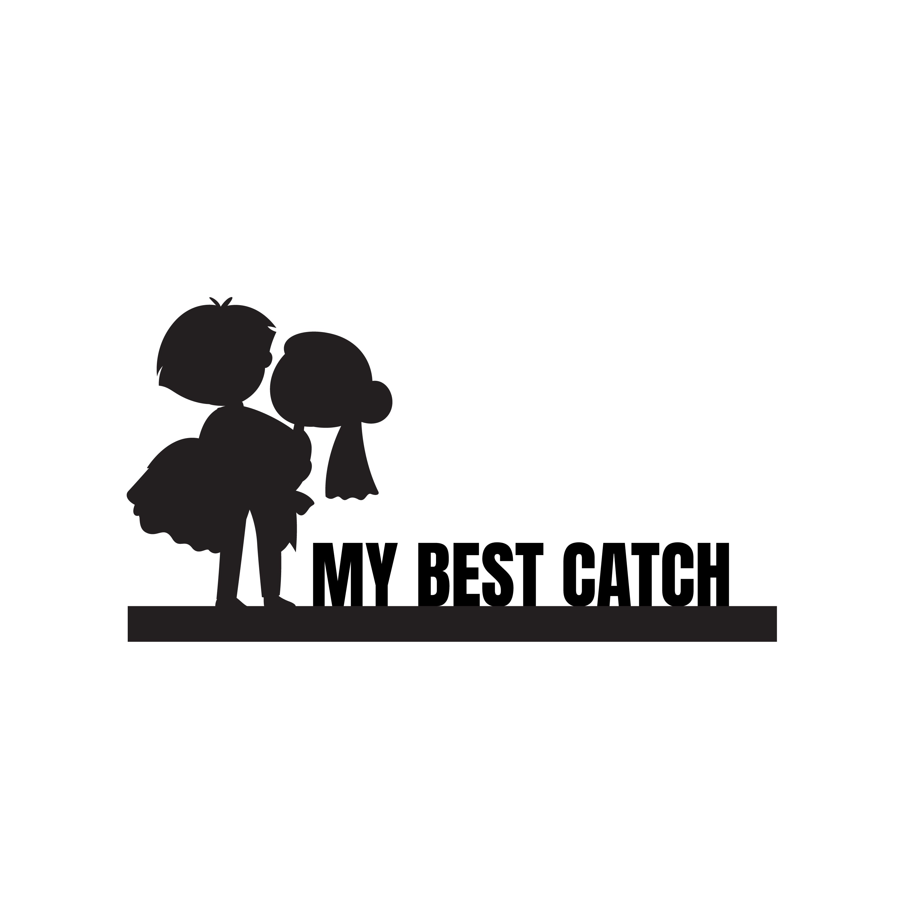 "My Best Catch" Black Engineered Wood Wall Art Cutout, Ready to Hang Home Decor 2