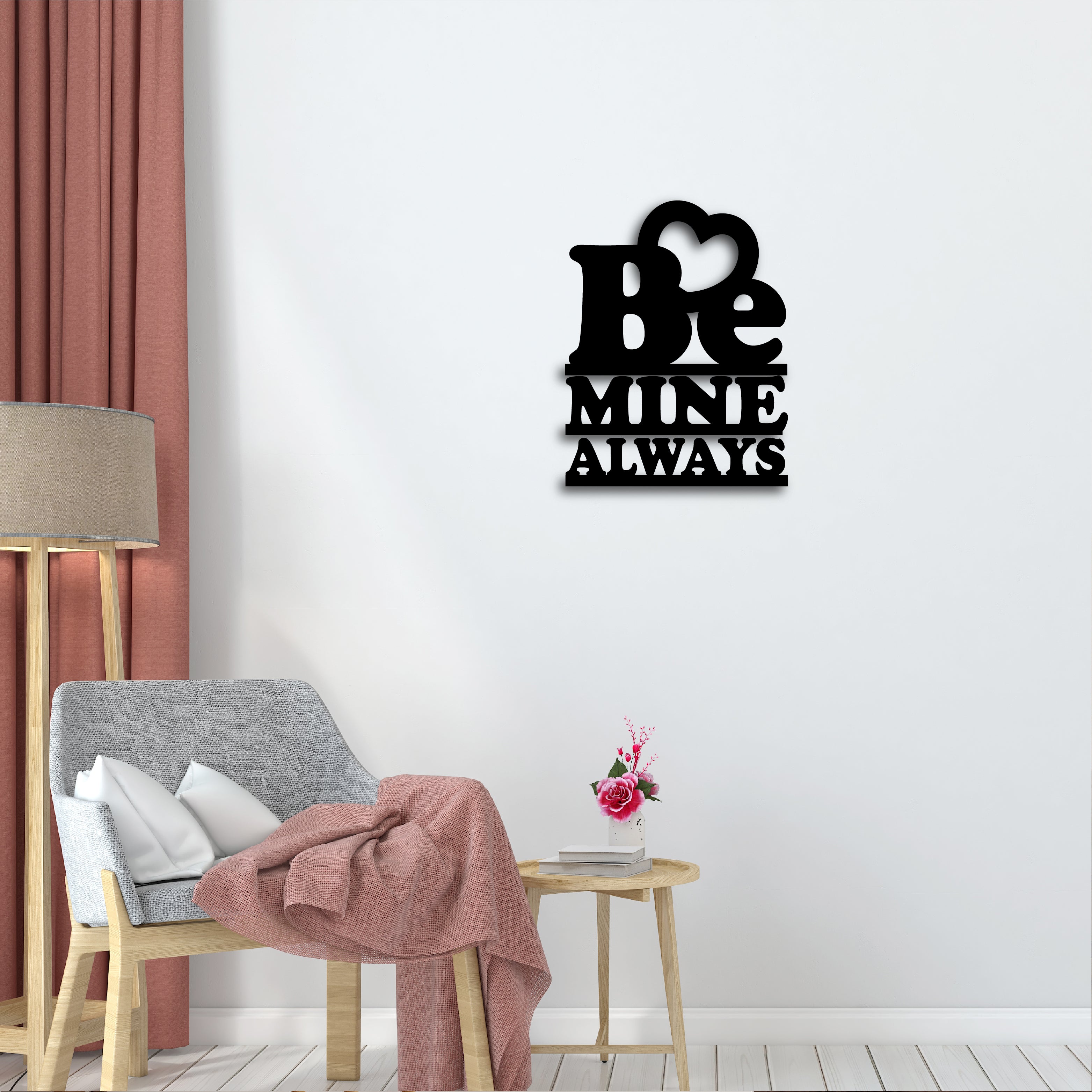 "Be Mine Always" Black Engineered Wood Wall Art Cutout, Ready to Hang Home Decor 1