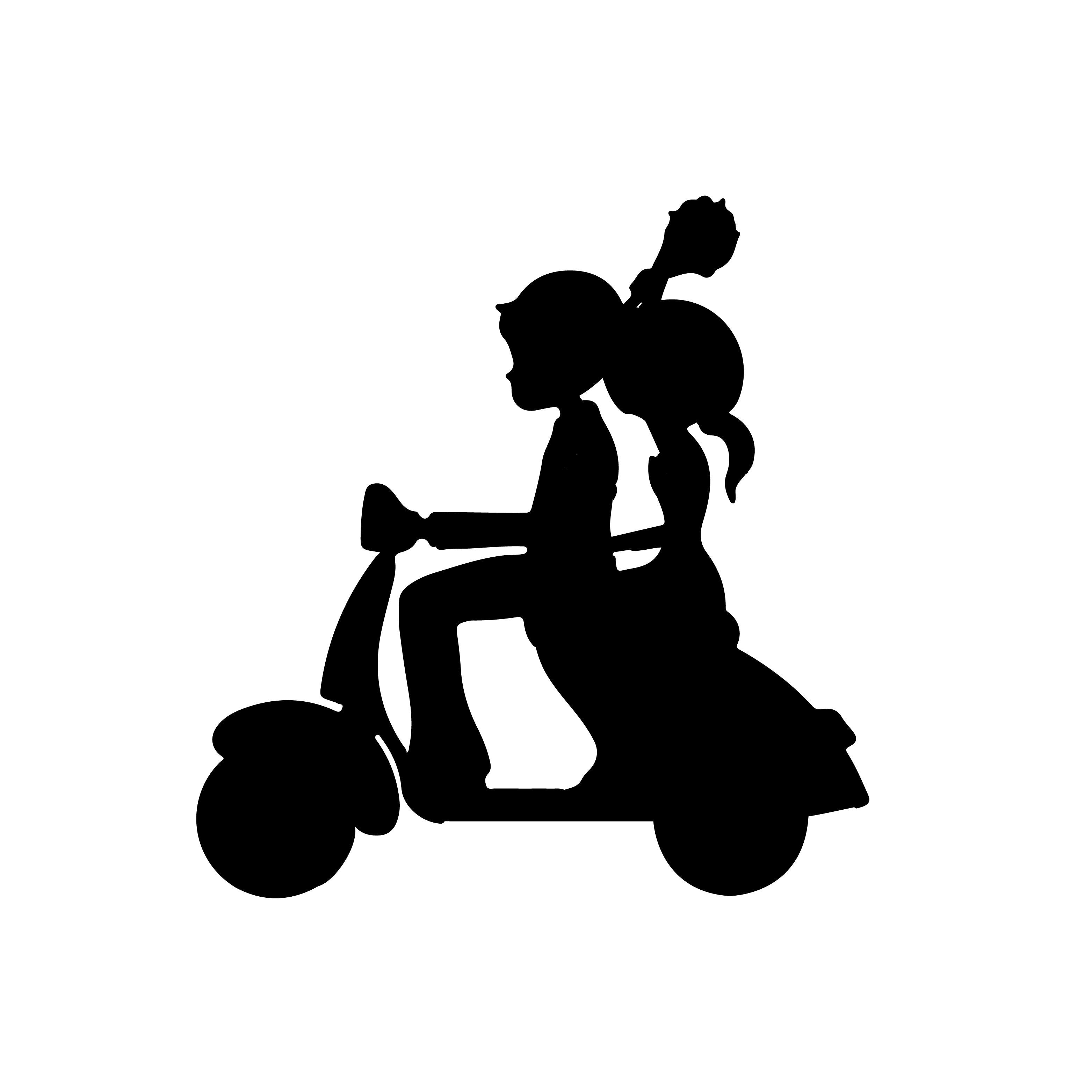 Couple On Scooter Black Engineered Wood Wall Art Cutout, Ready To Hang Home Decor 2