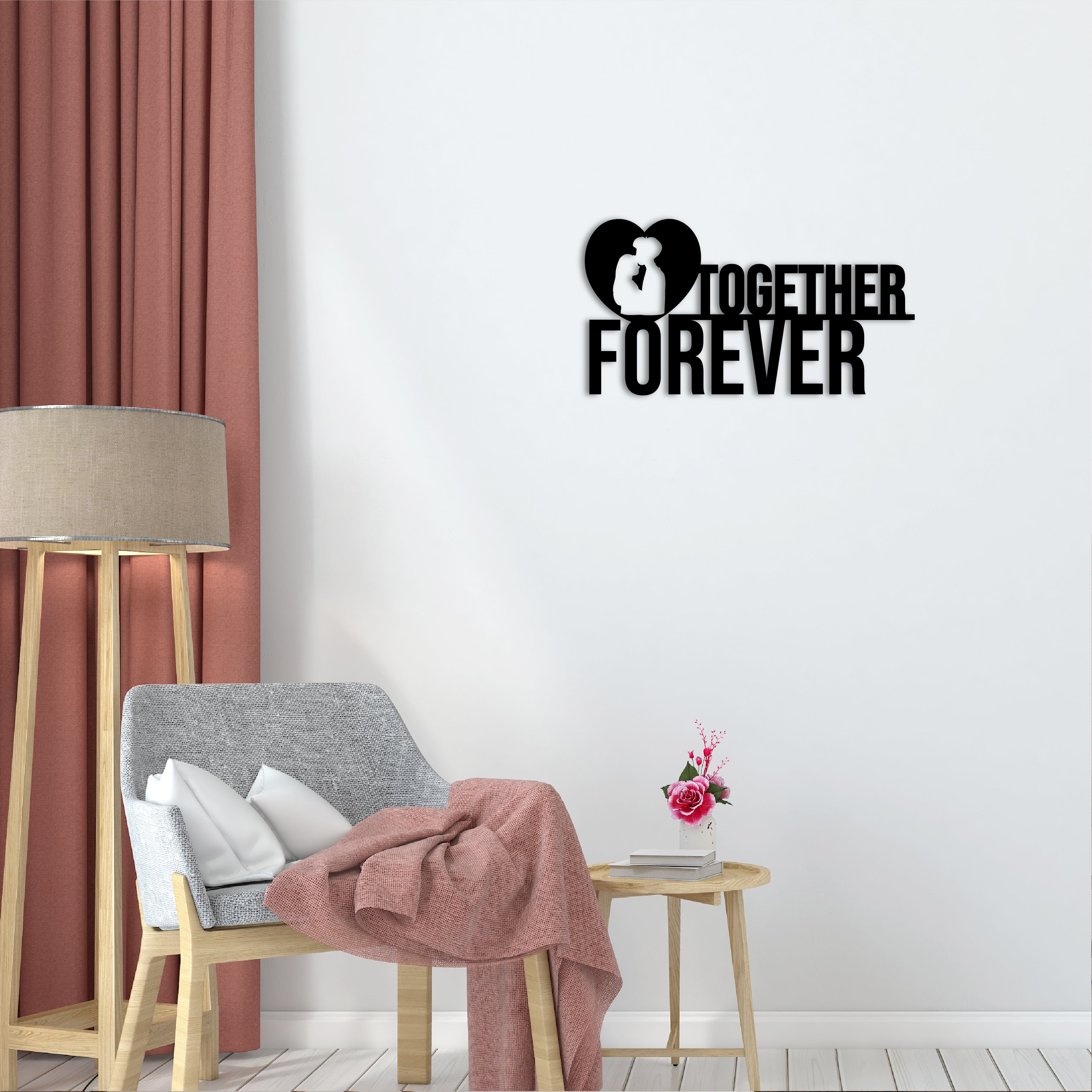 "Together Forever" Black Engineered Wood Wall Art Cutout, Ready to Hang Home Decor 1