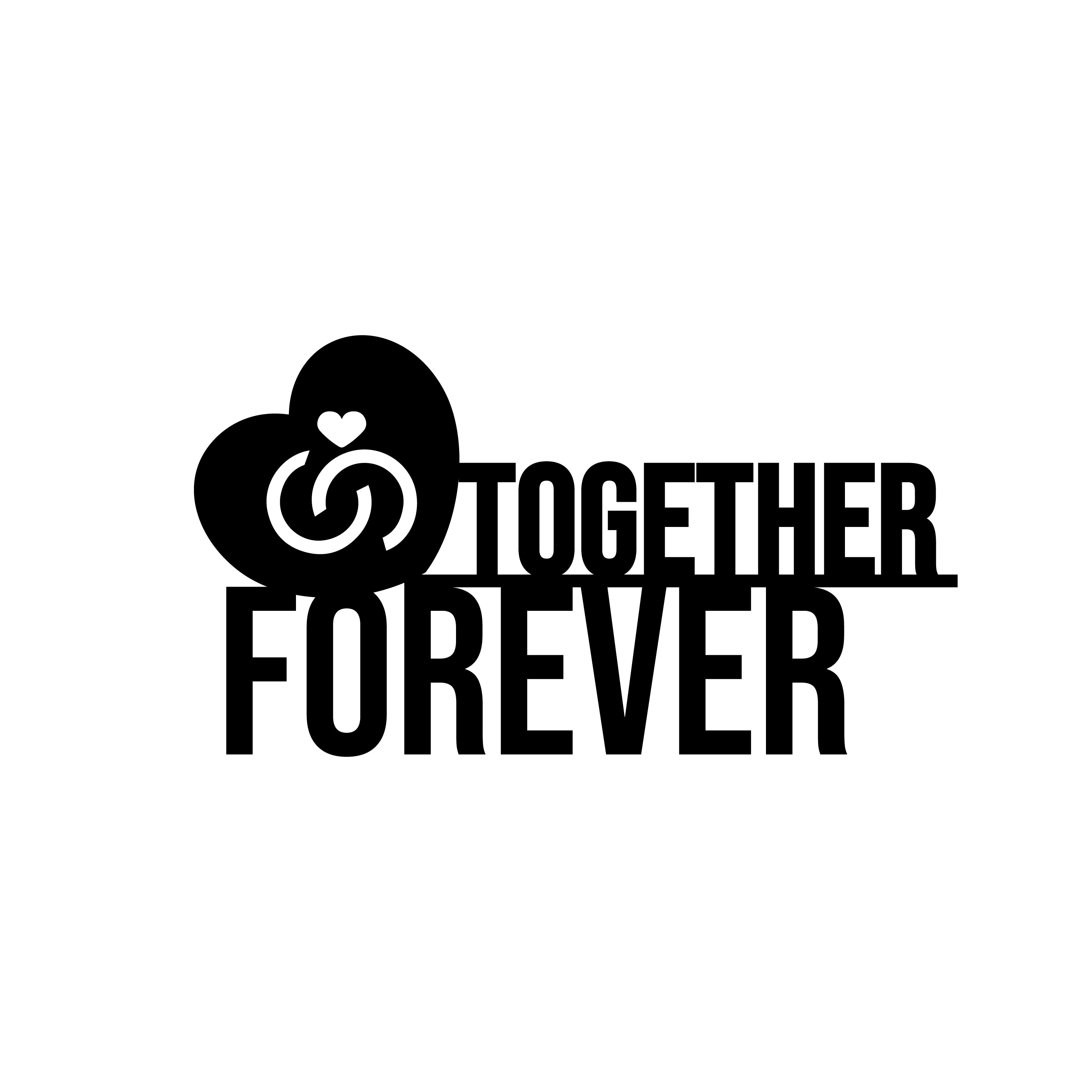 "Together Forever with Love band" Black Engineered Wood Wall Art Cutout, Ready to Hang Home Decor 2
