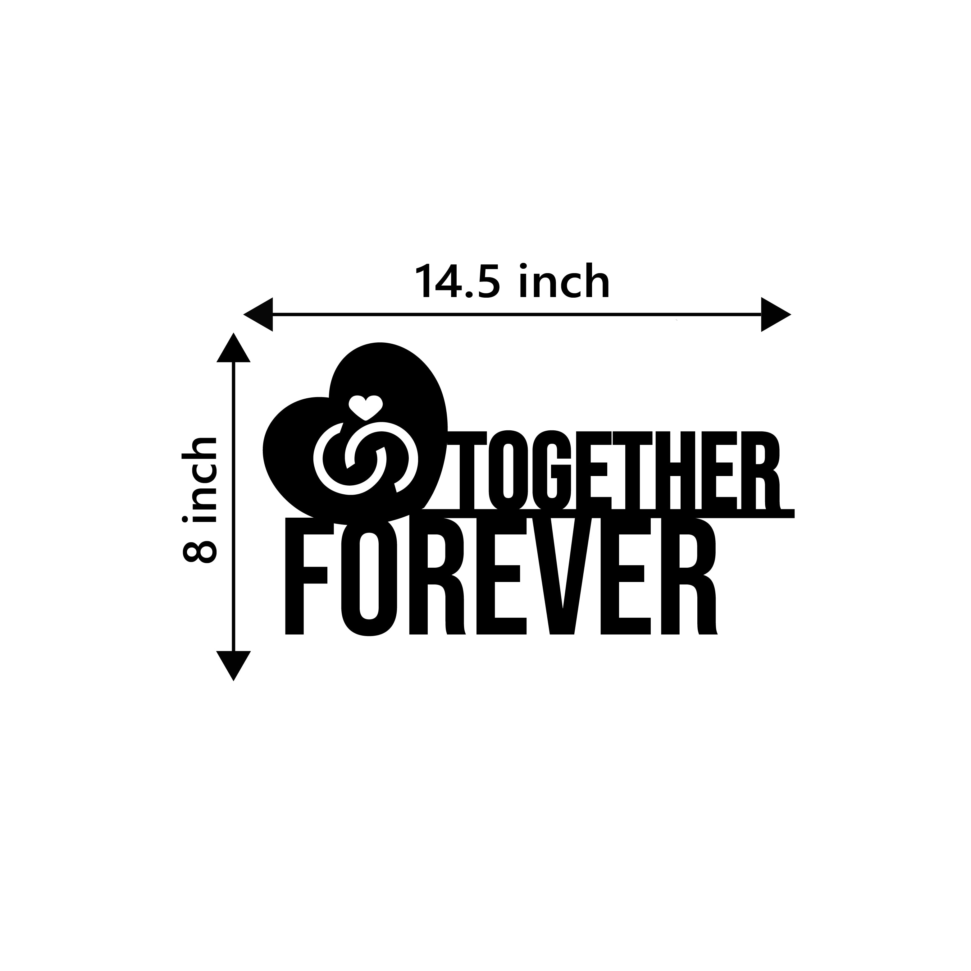 "Together Forever with Love band" Black Engineered Wood Wall Art Cutout, Ready to Hang Home Decor 3