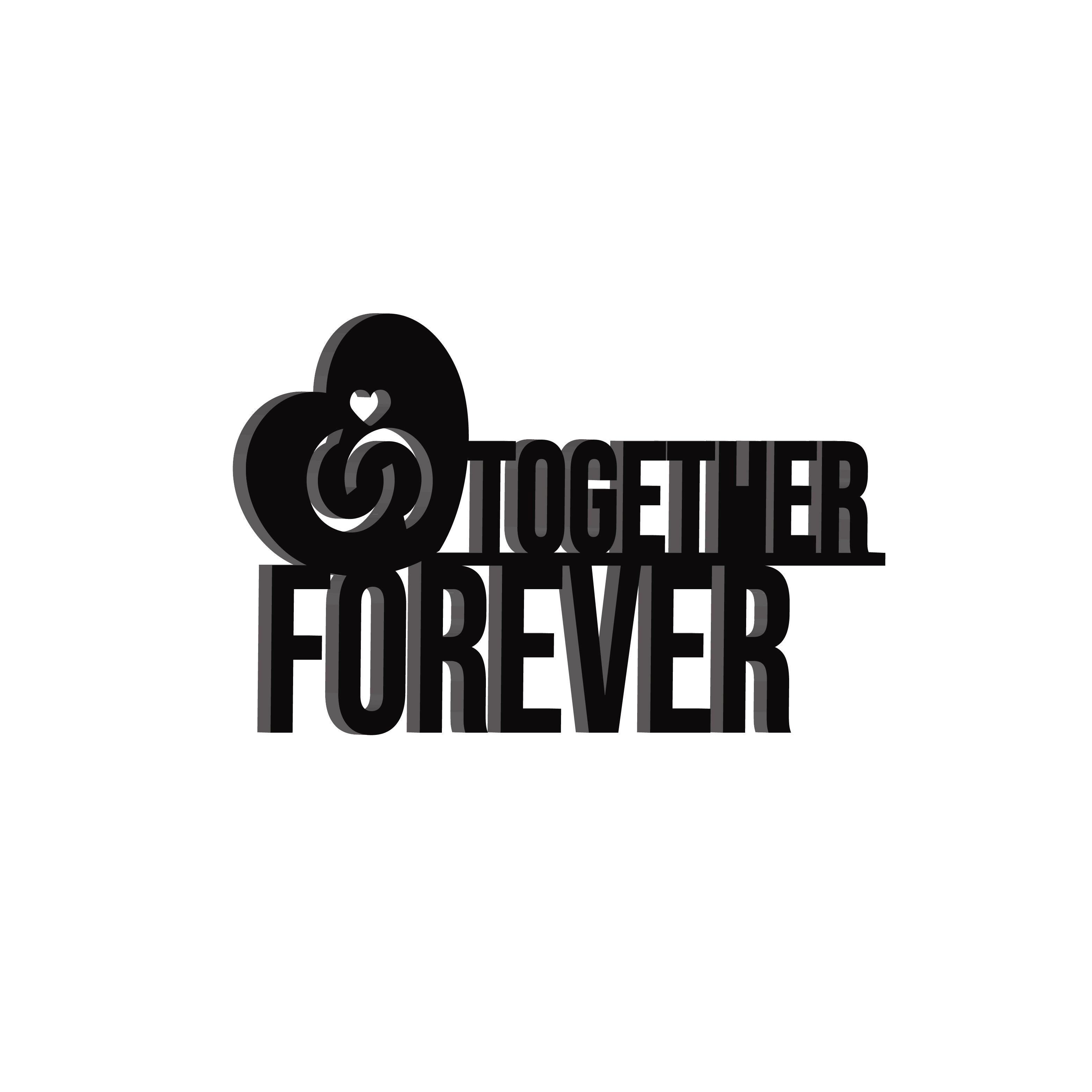 "Together Forever with Love band" Black Engineered Wood Wall Art Cutout, Ready to Hang Home Decor 4