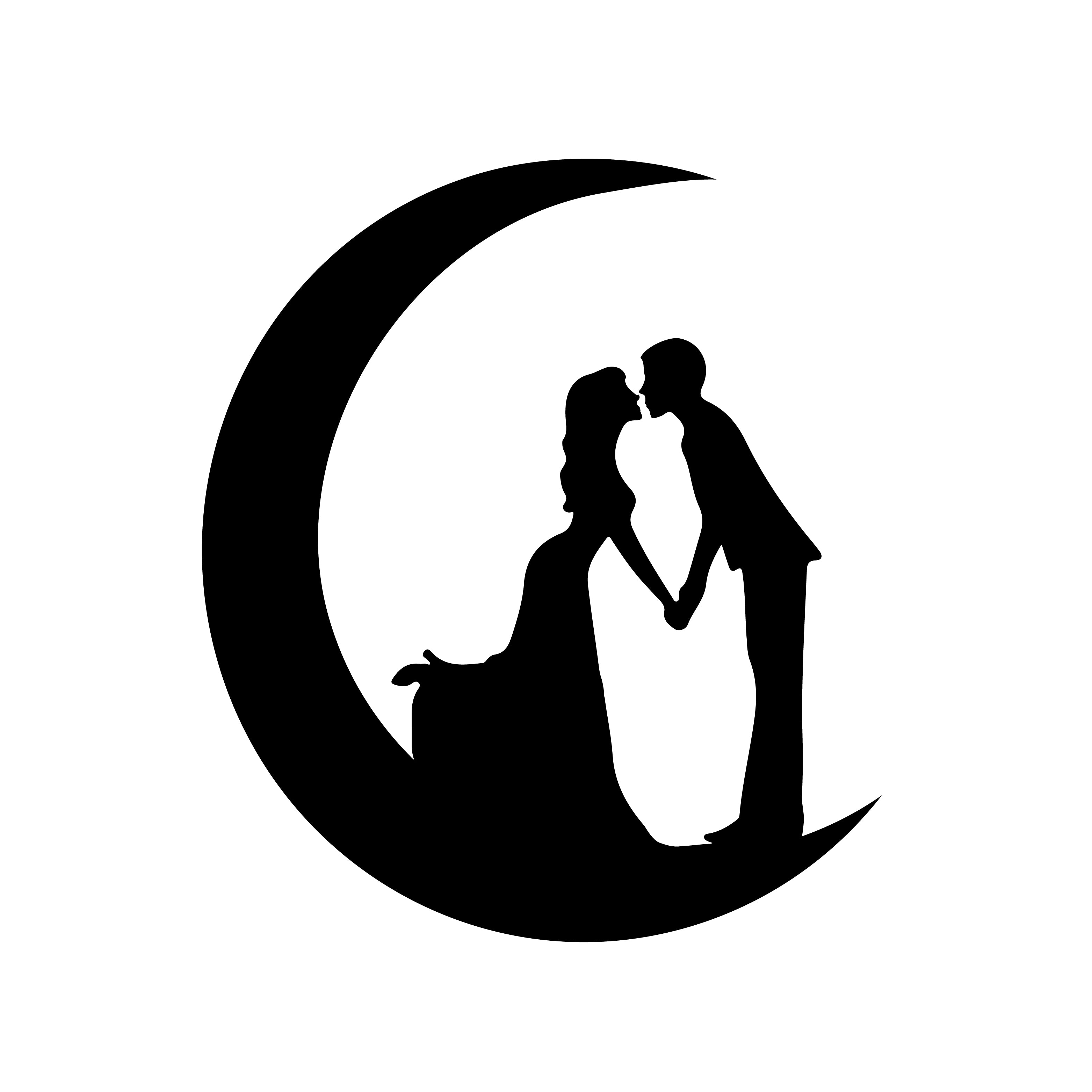 "Couple on the moon" Black Engineered Wood Wall Art Cutout, Ready to Hang Home Decor 2