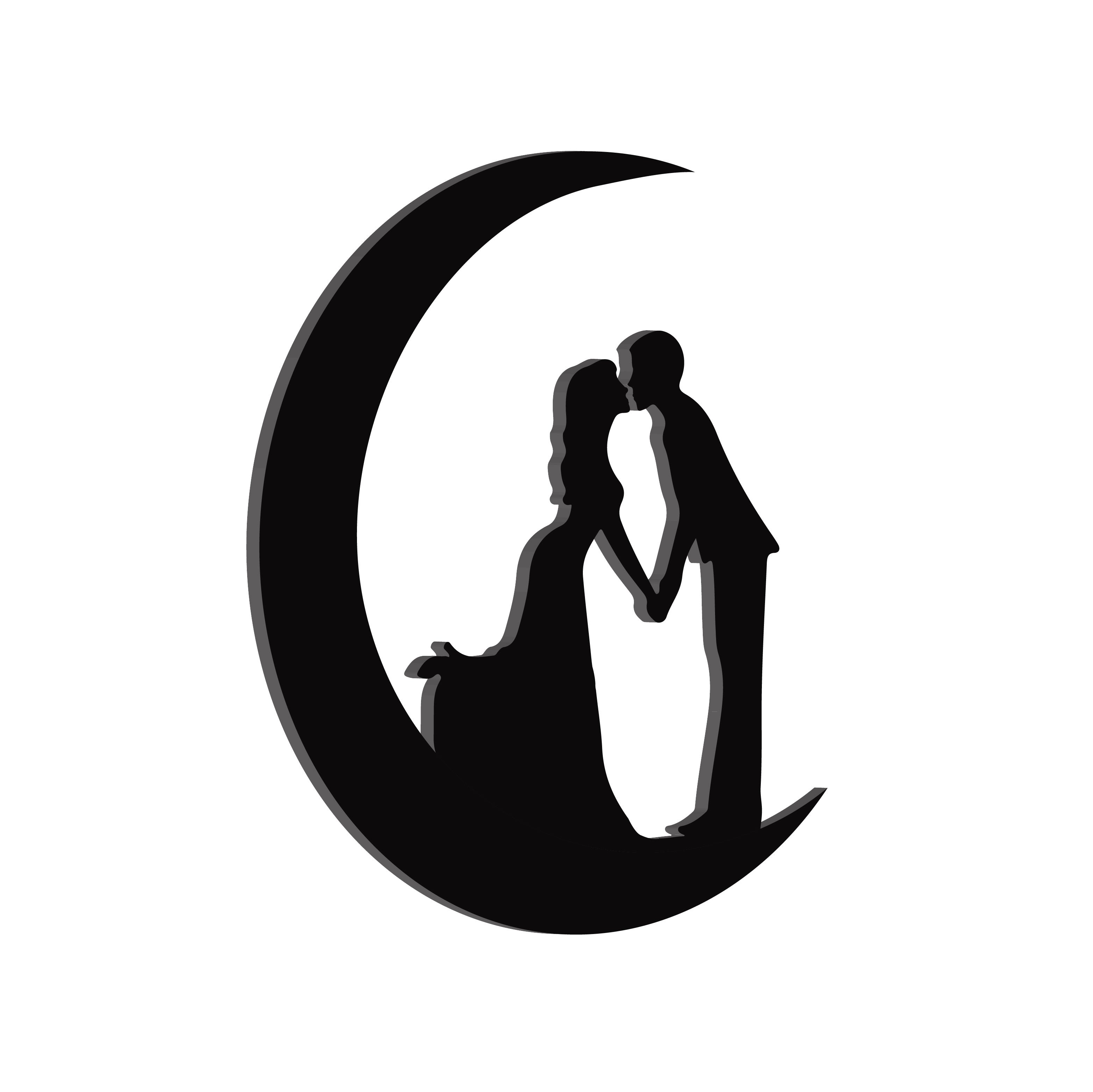 "Couple on the moon" Black Engineered Wood Wall Art Cutout, Ready to Hang Home Decor 4