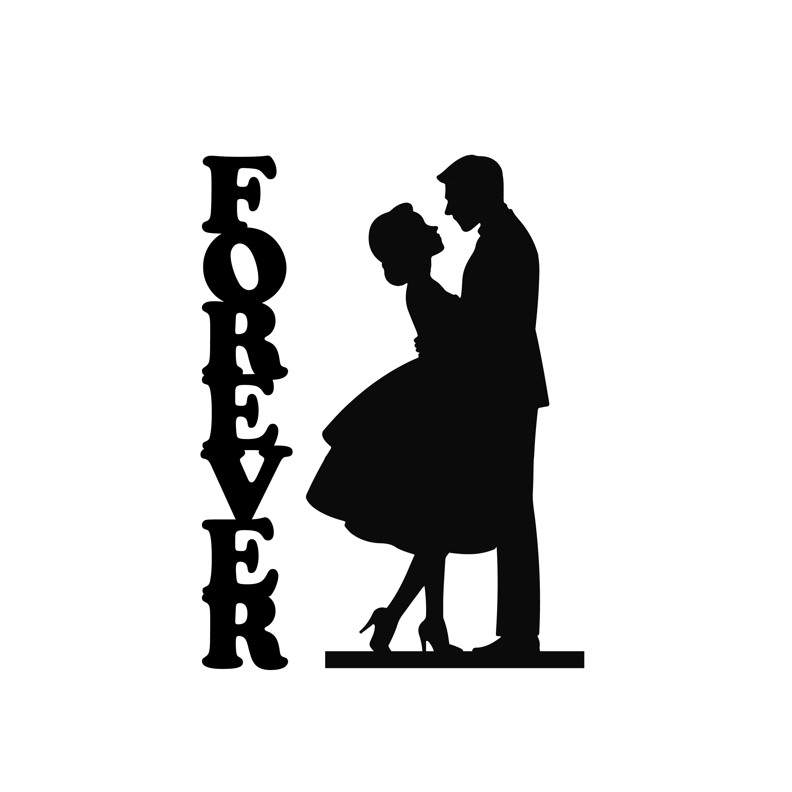 "Forever Couple" Black Engineered Wood Wall Art Cutout, Ready to Hang Home Decor 2