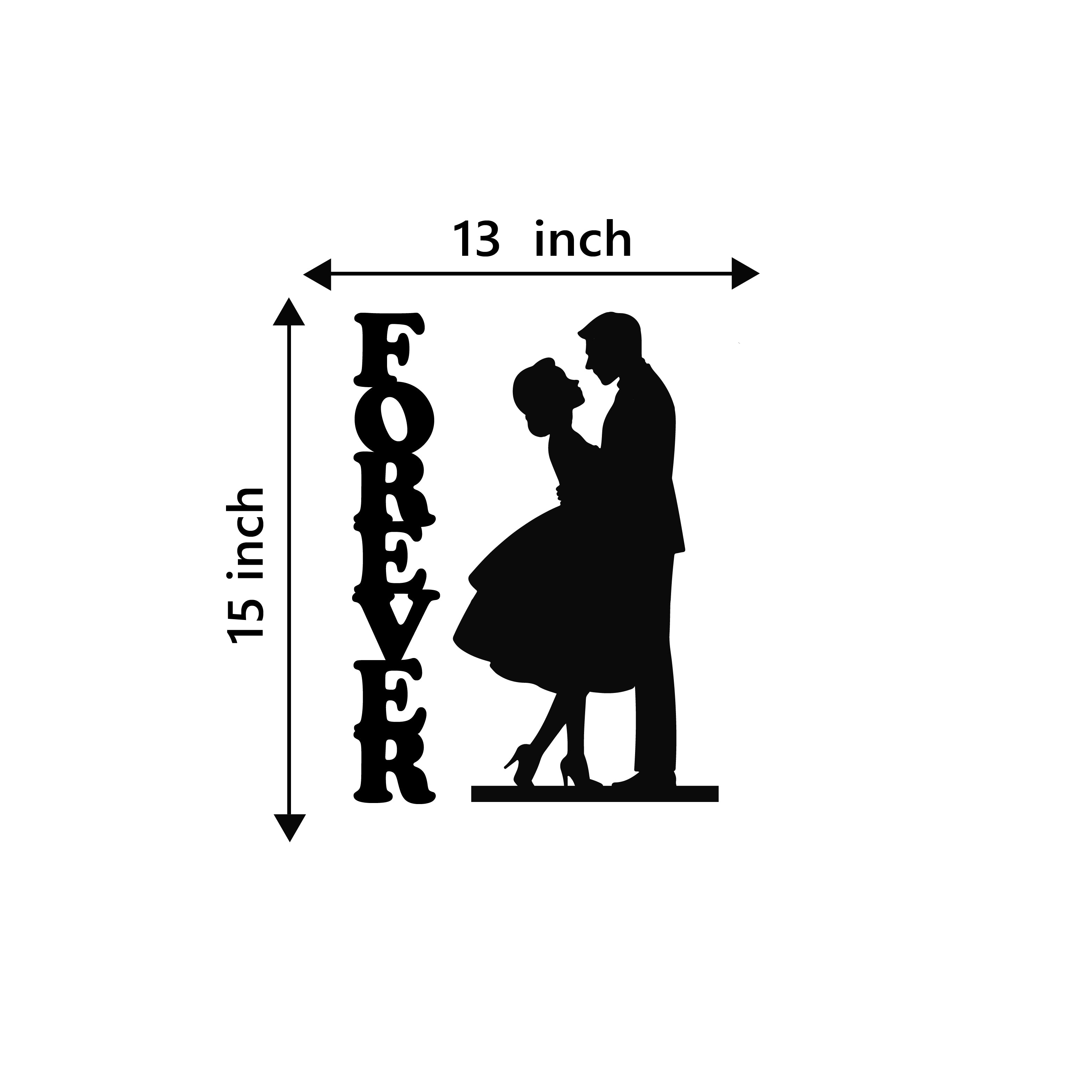 "Forever Couple" Black Engineered Wood Wall Art Cutout, Ready to Hang Home Decor 3