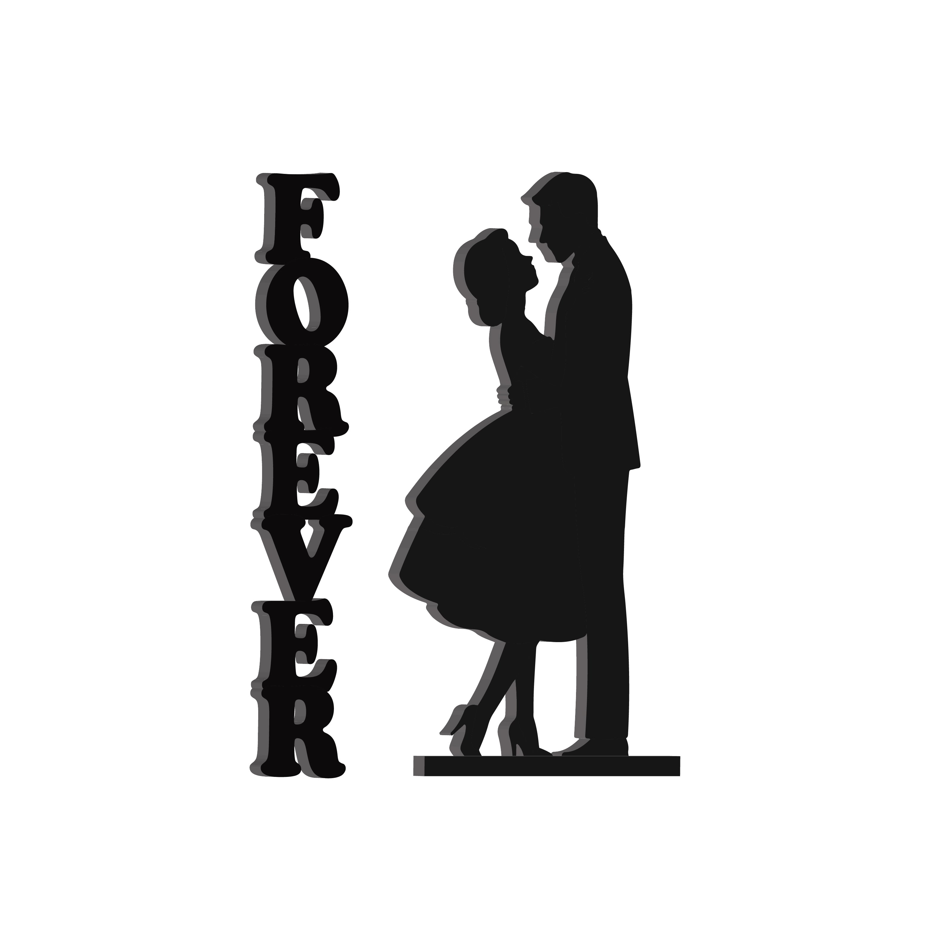 "Forever Couple" Black Engineered Wood Wall Art Cutout, Ready to Hang Home Decor 4