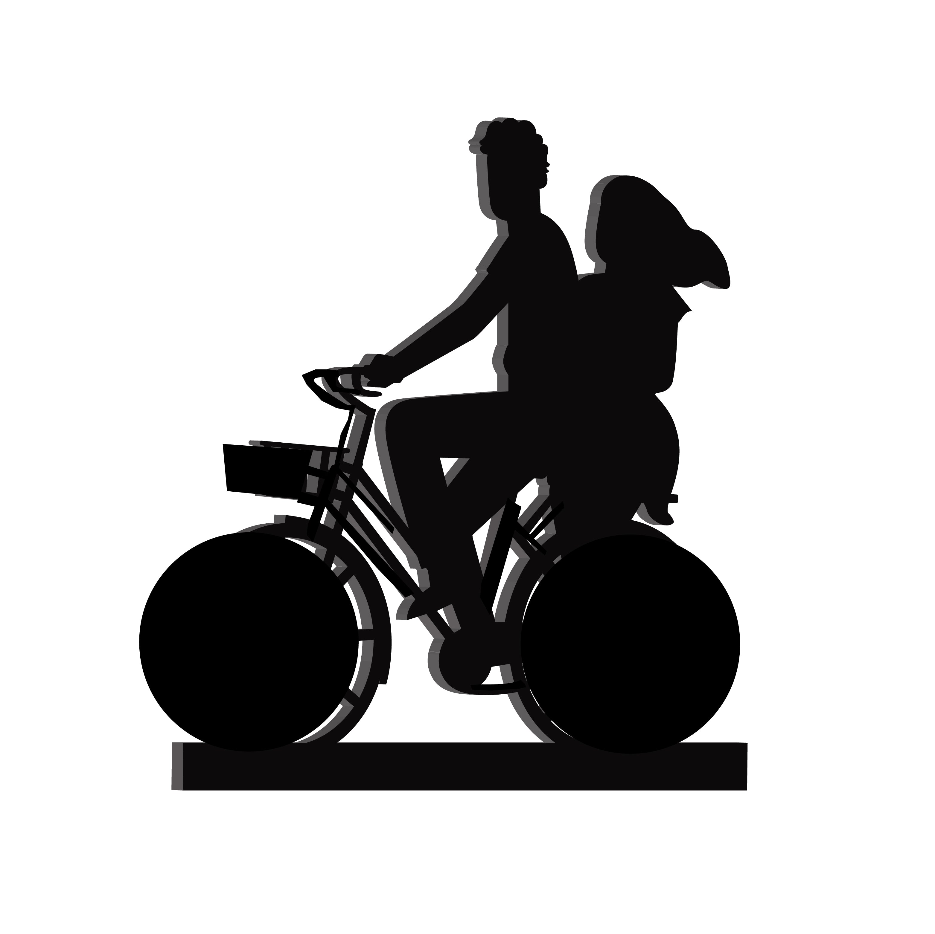 Couple On Cycle Black Engineered Wood Wall Art Cutout, Ready To Hang Home Decor 4