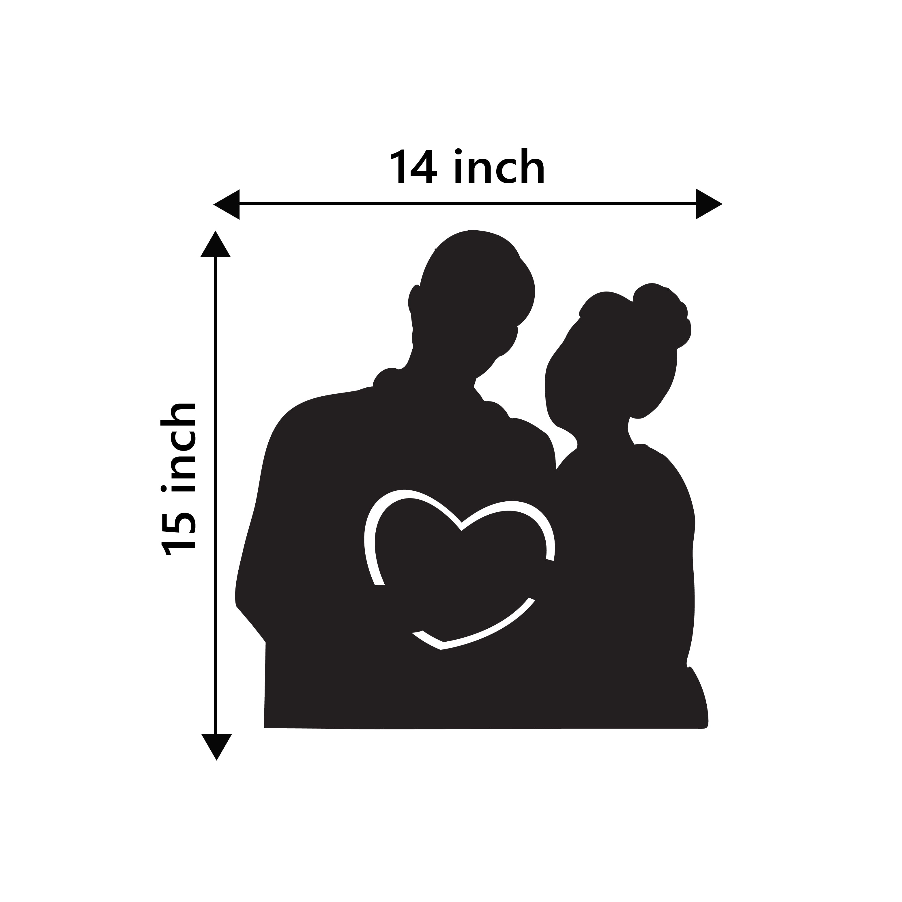 Couple Holding Heart Black Engineered Wood Wall Art Cutout, Ready To Hang Home Decor 3