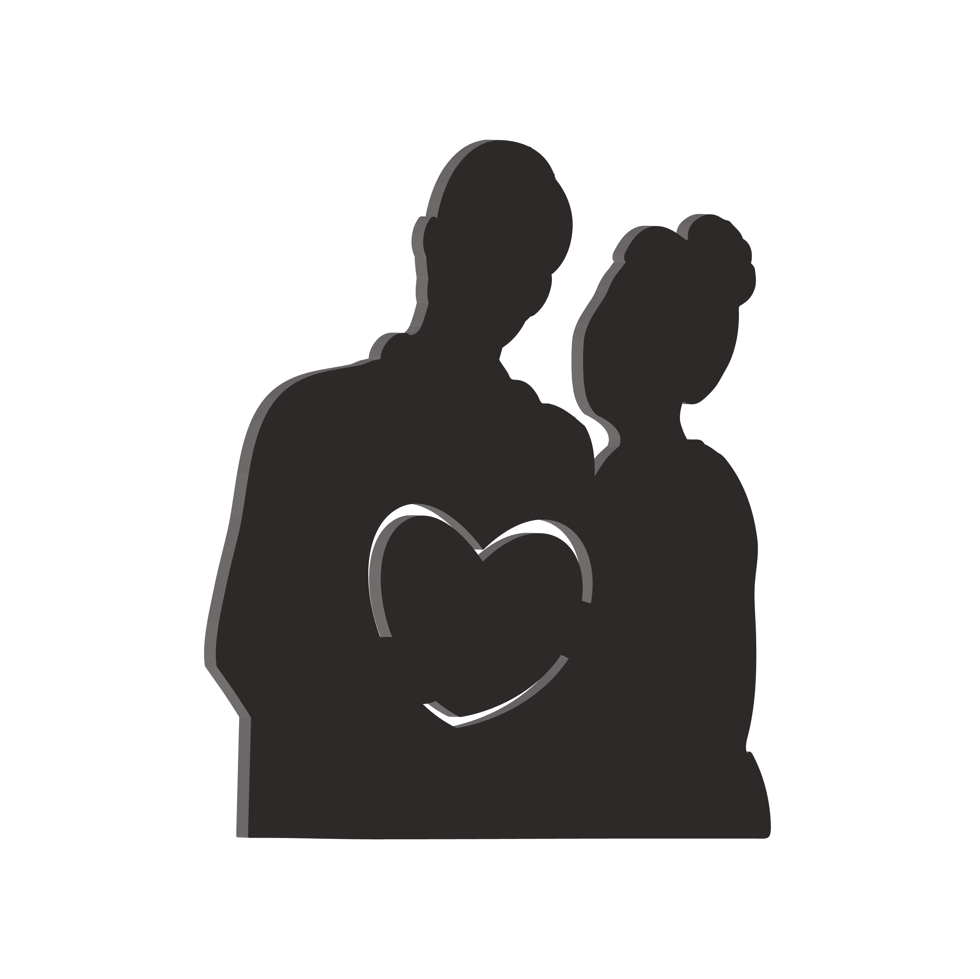 Couple Holding Heart Black Engineered Wood Wall Art Cutout, Ready To Hang Home Decor 4