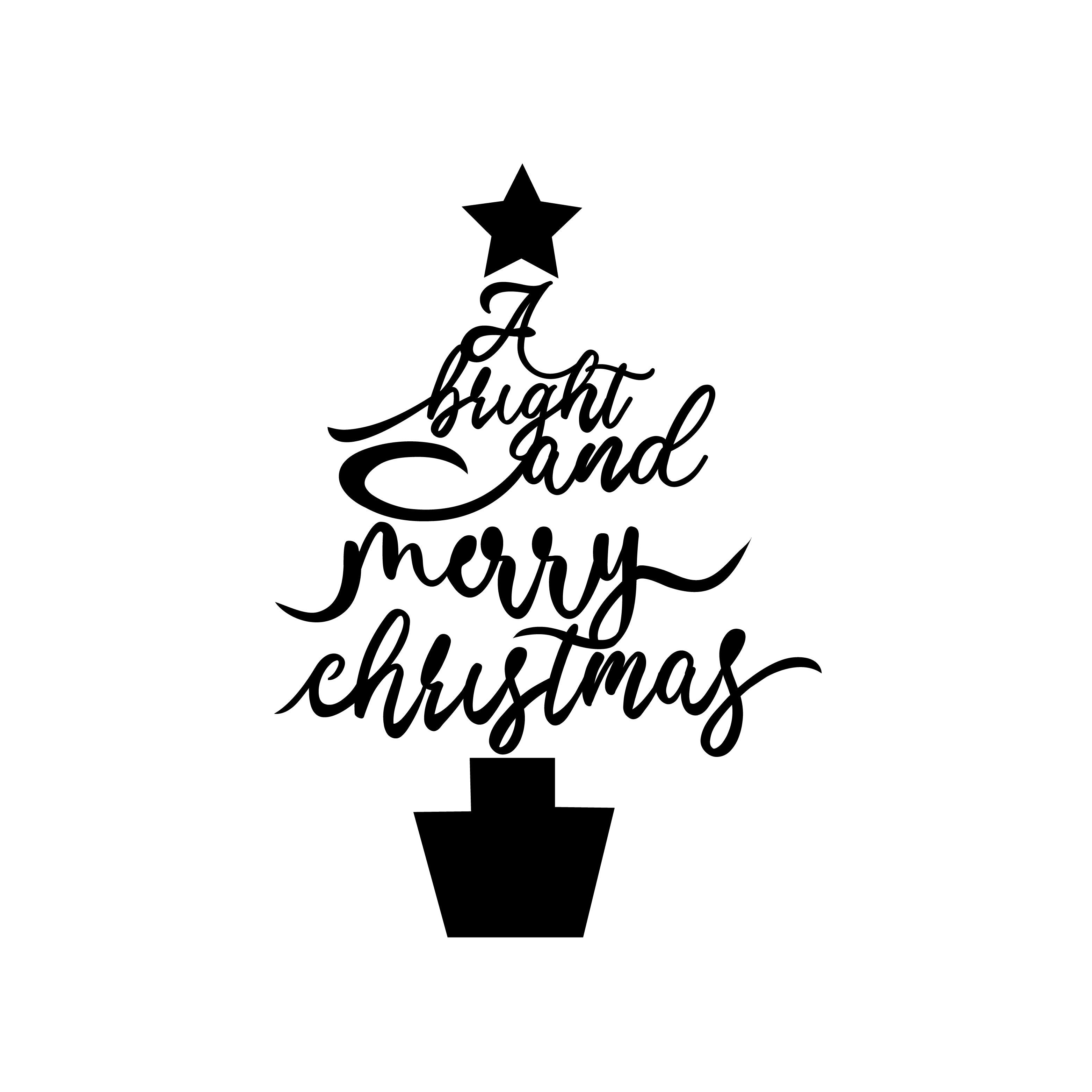 "A Bright and Merry Christmas" Black Engineered Wood Wall Art Cutout, Ready to Hang Home Decor 2