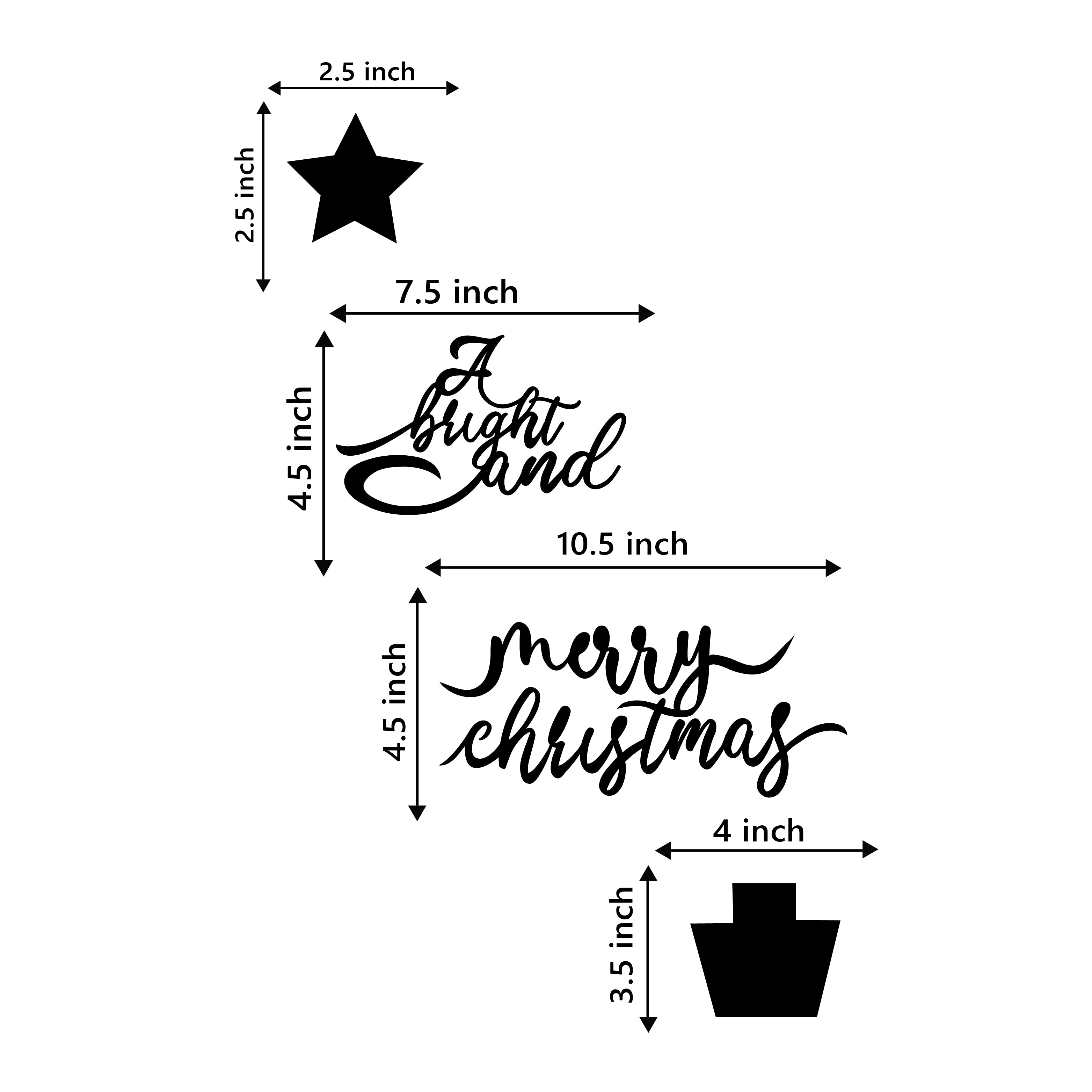 "A Bright and Merry Christmas" Black Engineered Wood Wall Art Cutout, Ready to Hang Home Decor 3