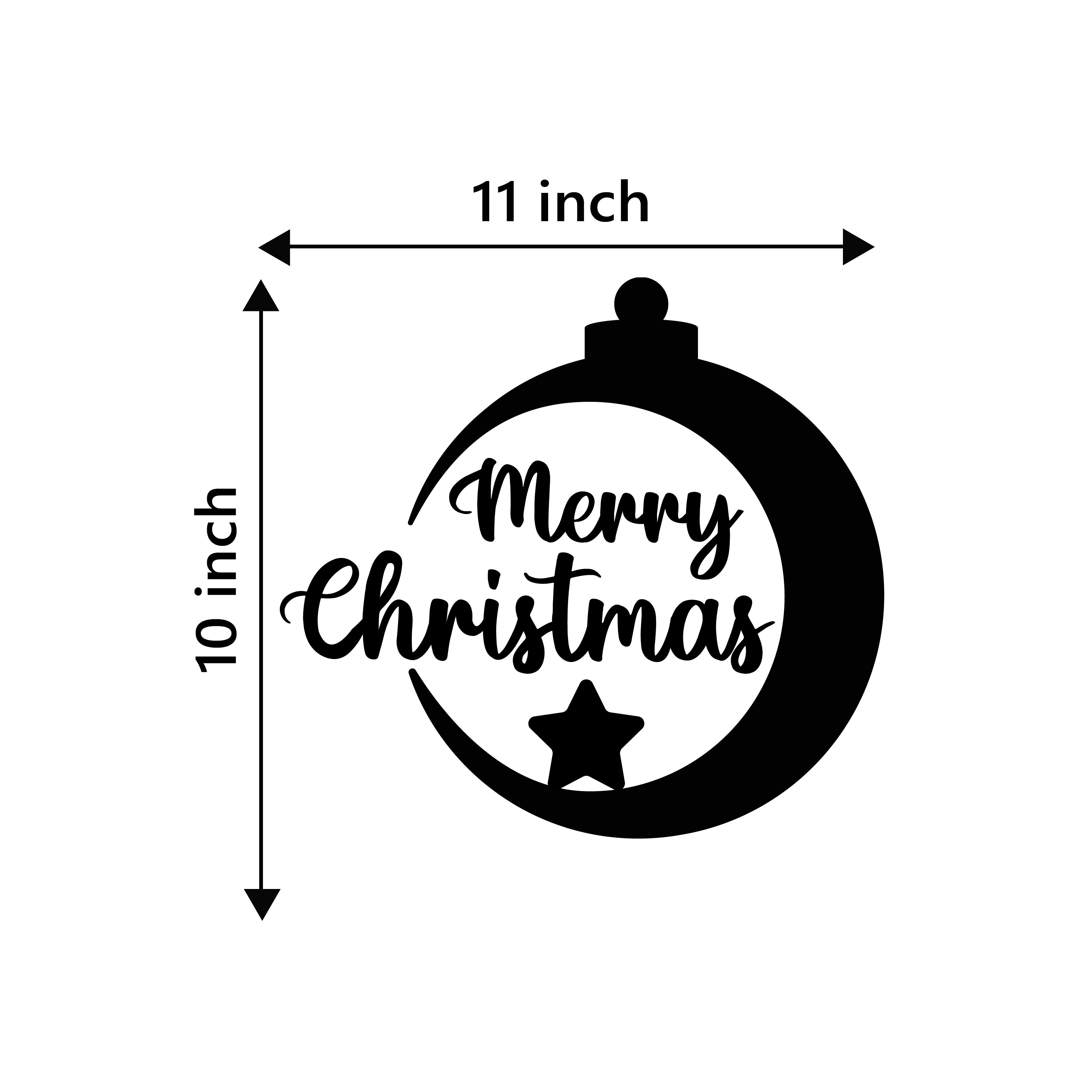 "Merry Christmas Bell" Black Engineered Wood Wall Art Cutout, Ready to Hang Home Decor 3