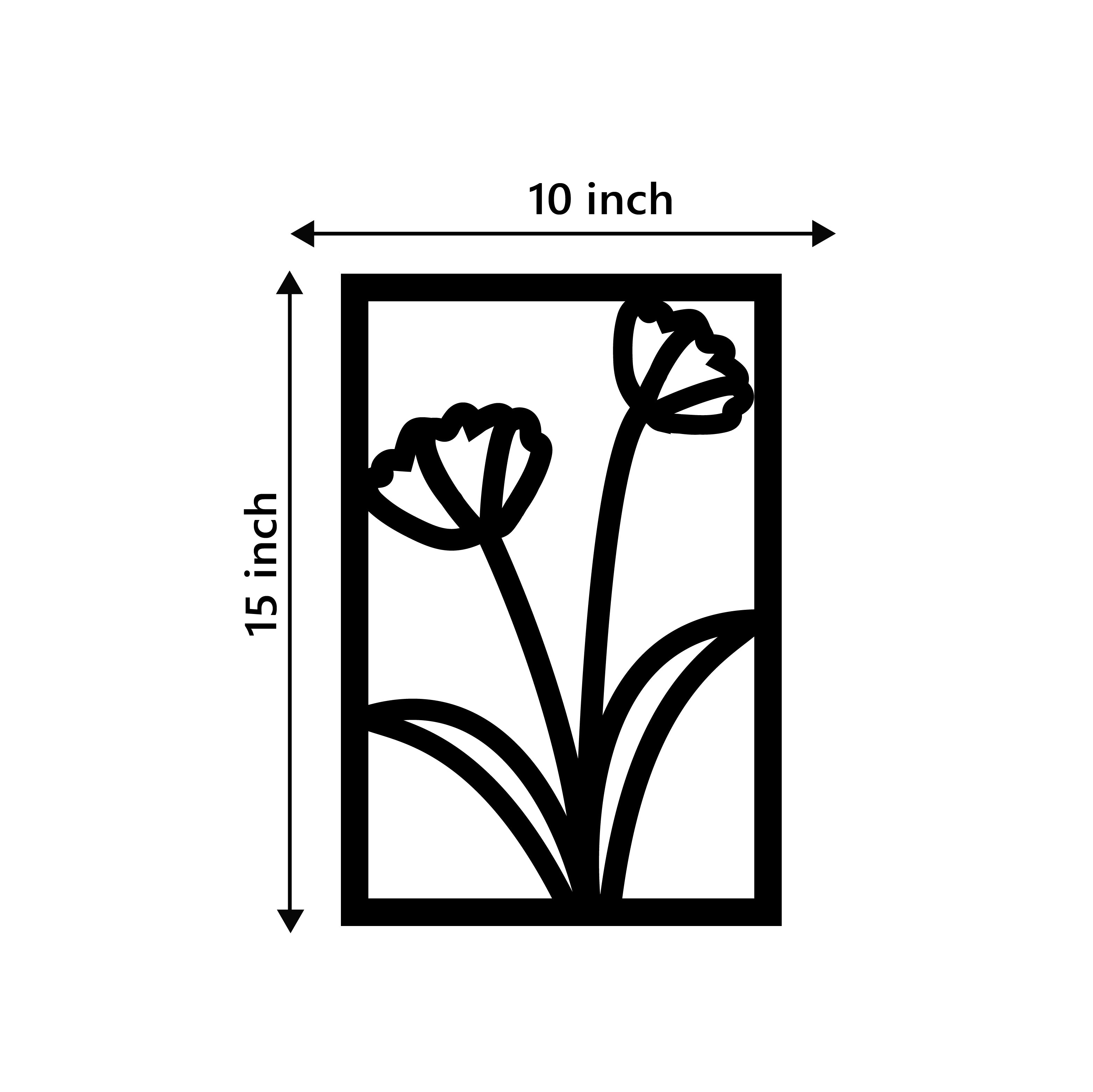 "Flower frame" Black Engineered Wood Wall Art Cutout, Ready to Hang Home Decor 3