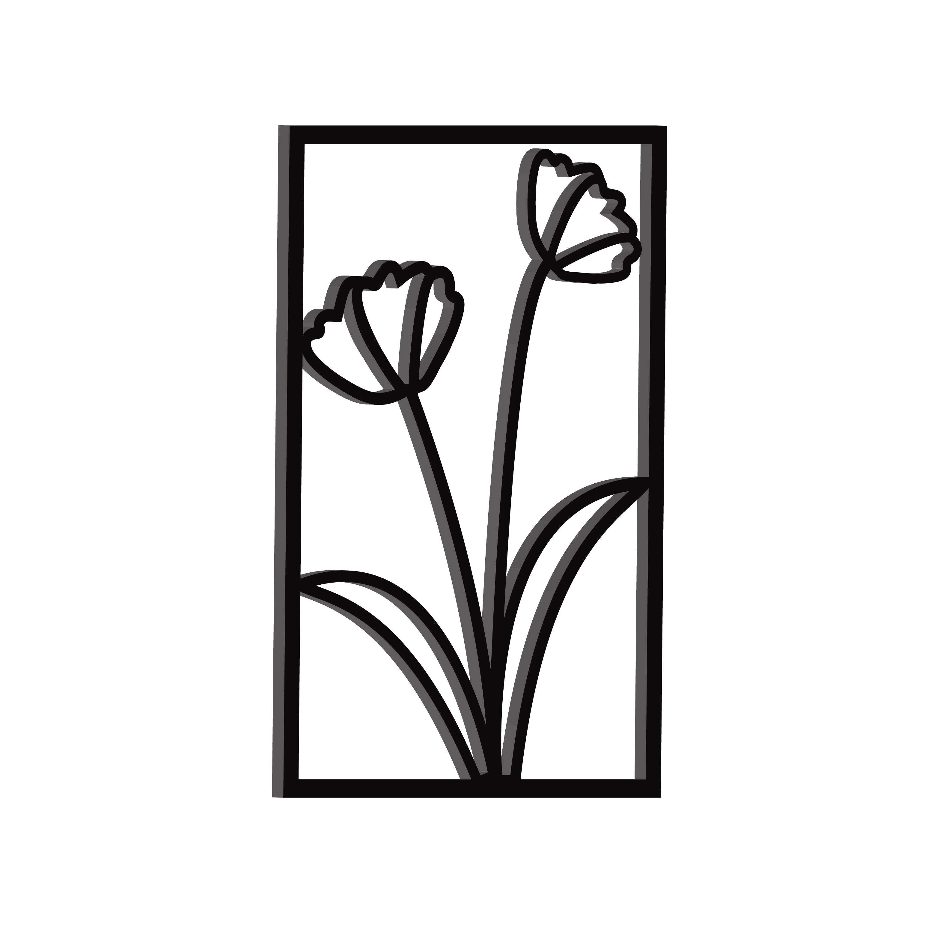 "Flower frame" Black Engineered Wood Wall Art Cutout, Ready to Hang Home Decor 4