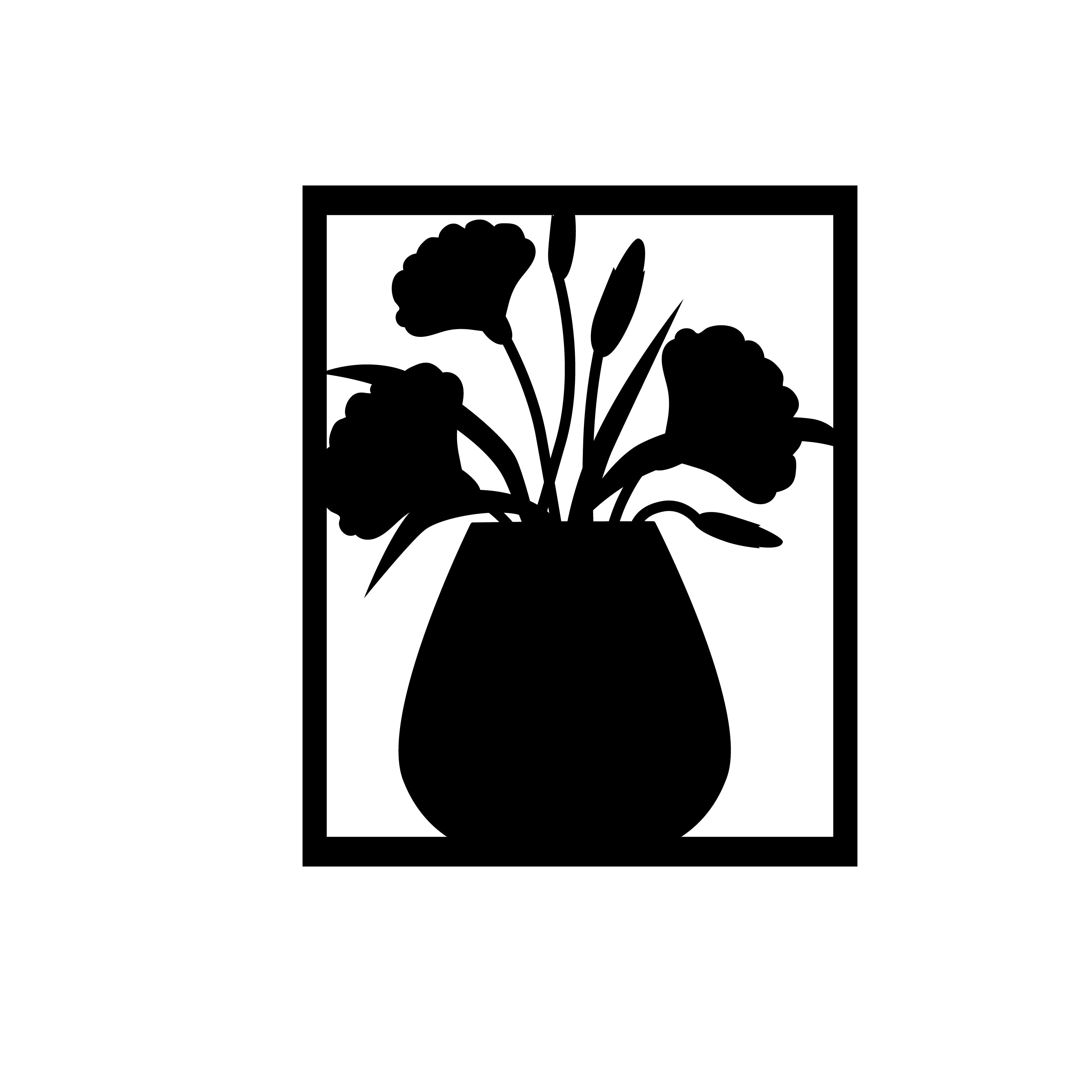 Flower Vase Frame Black Engineered Wood Wall Art Cutout, Ready To Hang Home Decor 2