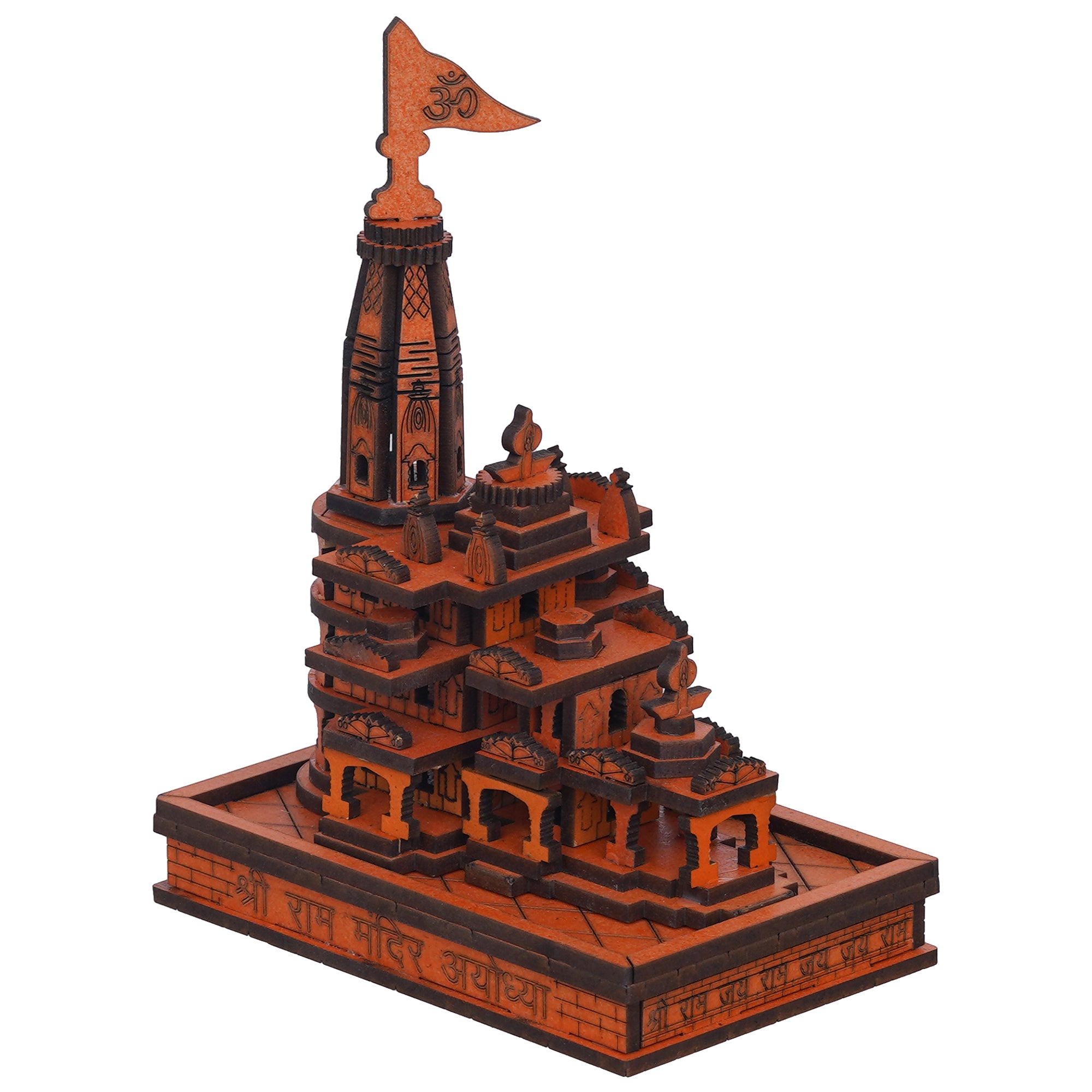 eCraftIndia Shri Ram Mandir Ayodhya Model - Wooden MDF Craftsmanship Authentic Designer Temple - Ideal for Home Temple, Decor, and Spiritual Gifting (Orange, Brown) 2