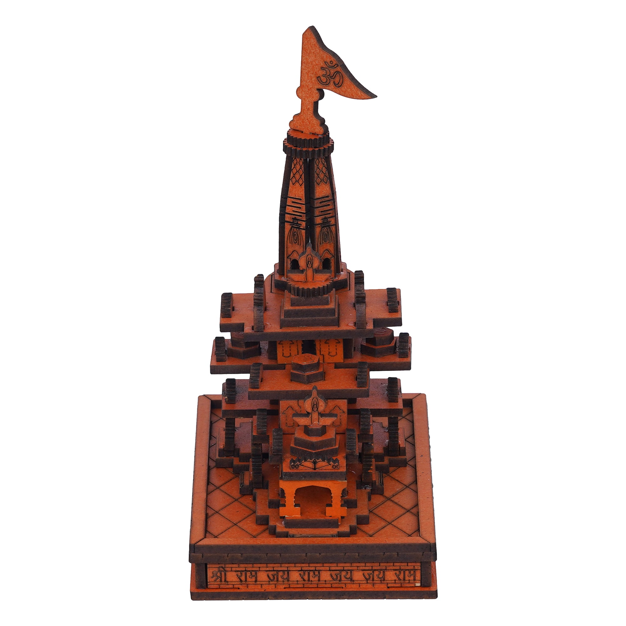 eCraftIndia Shri Ram Mandir Ayodhya Model - Wooden MDF Craftsmanship Authentic Designer Temple - Ideal for Home Temple, Decor, and Spiritual Gifting (Orange, Brown) 7