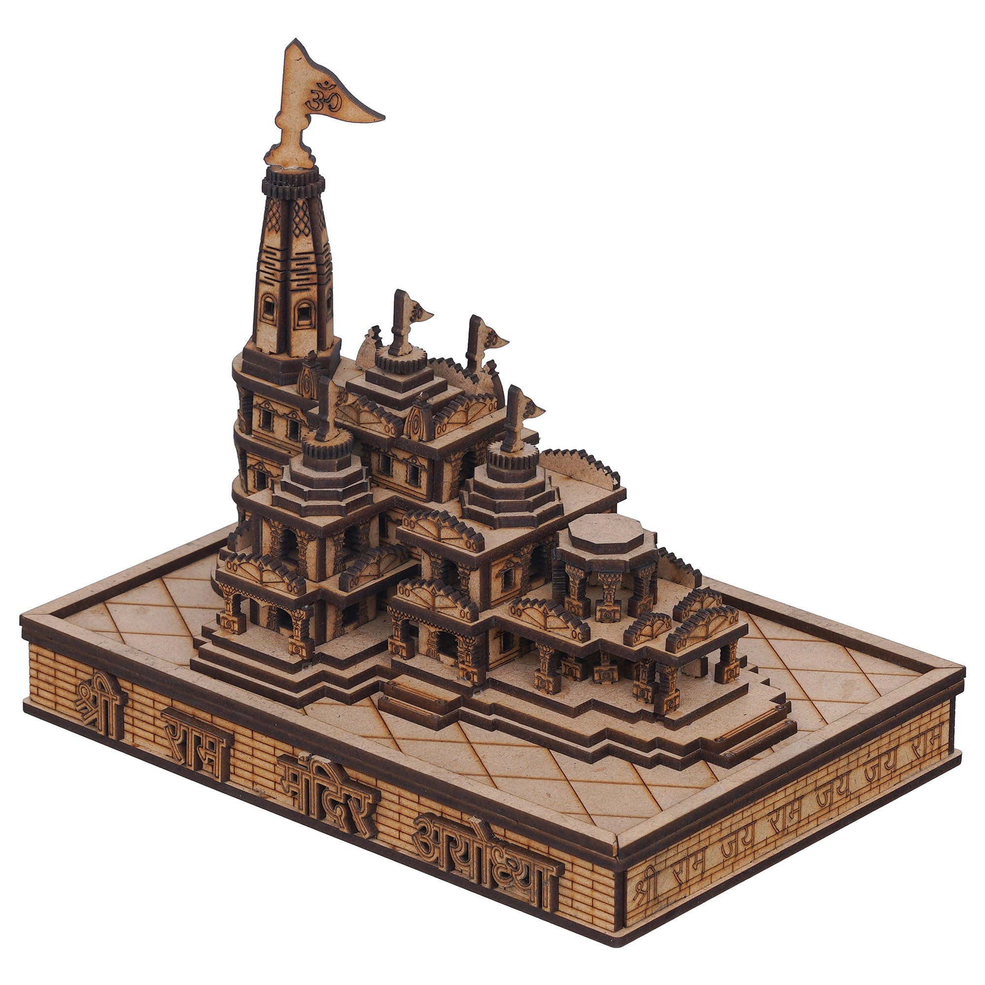 eCraftIndia Shri Ram Mandir Ayodhya Model - Wooden MDF Craftsmanship Authentic Designer Temple - Ideal for Home Temple, Decor, and Spiritual Gifting (Beige, Brown) 2