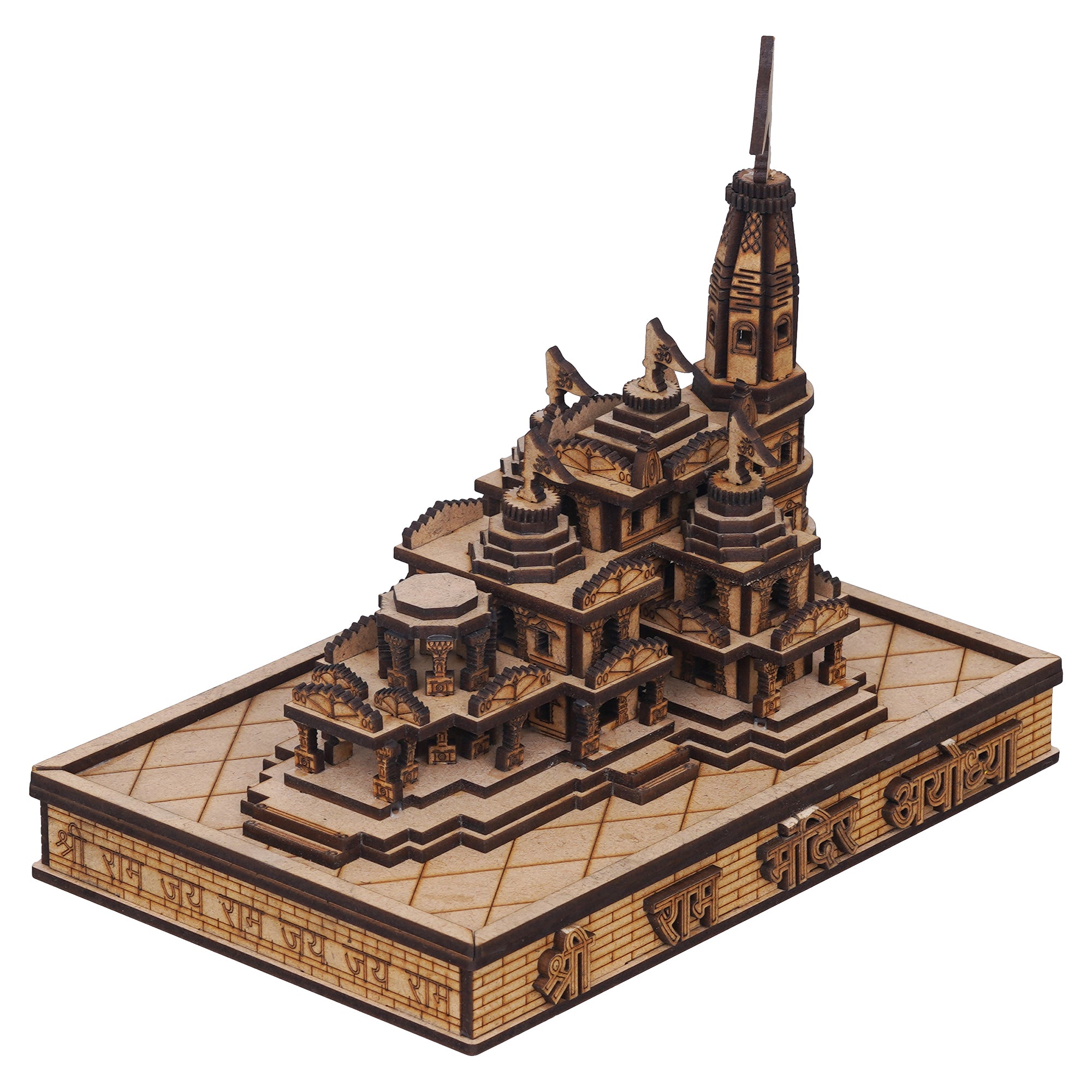 eCraftIndia Shri Ram Mandir Ayodhya Model - Wooden MDF Craftsmanship Authentic Designer Temple - Ideal for Home Temple, Decor, and Spiritual Gifting (Beige, Brown) 6