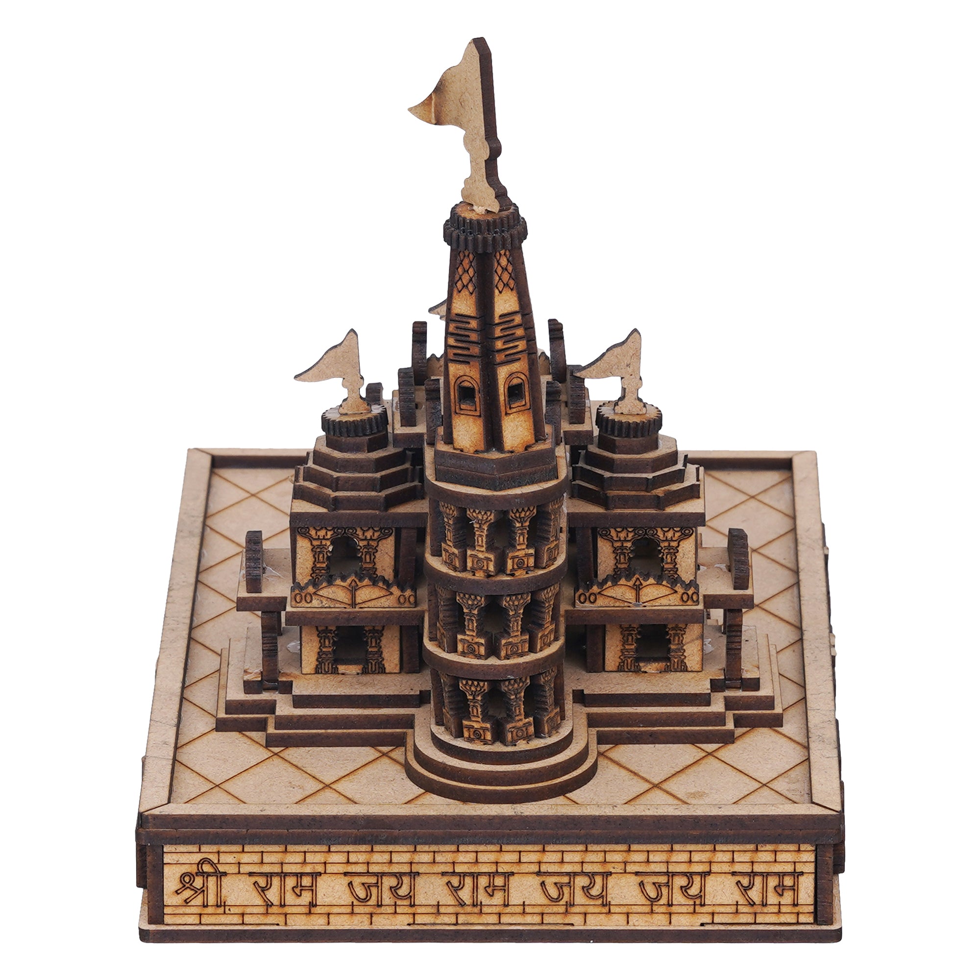 eCraftIndia Shri Ram Mandir Ayodhya Model - Wooden MDF Craftsmanship Authentic Designer Temple - Ideal for Home Temple, Decor, and Spiritual Gifting (Beige, Brown) 8