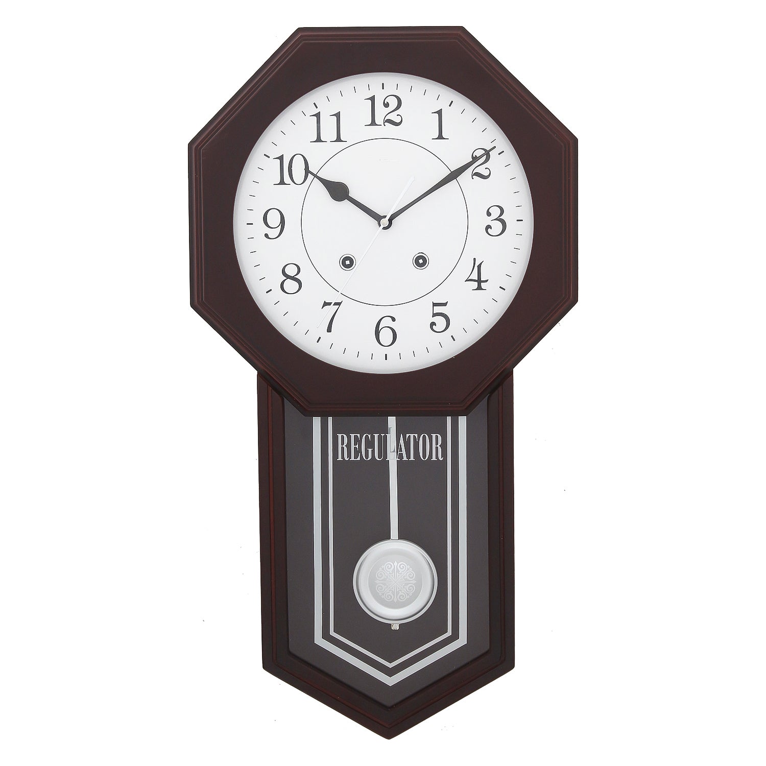 Octagon Dial Vertical Analog Designer Wooden Pendulum Wall Clock
