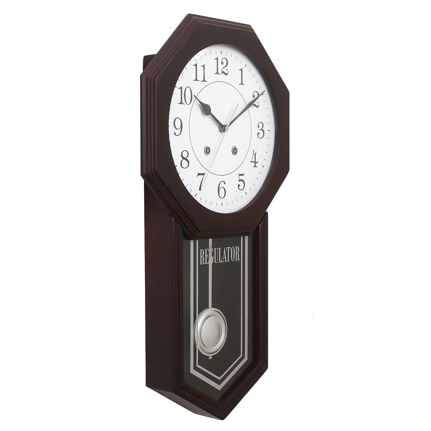 Octagon Dial Vertical Analog Designer Wooden Pendulum Wall Clock 4