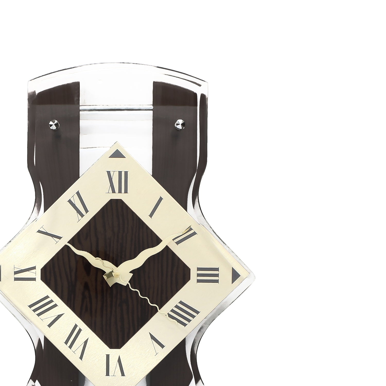Brown Wooden Designer Vertical Analog Pendulum Wall Clock With Curved Glass Front Panel (50Cm X 24Cm) 4