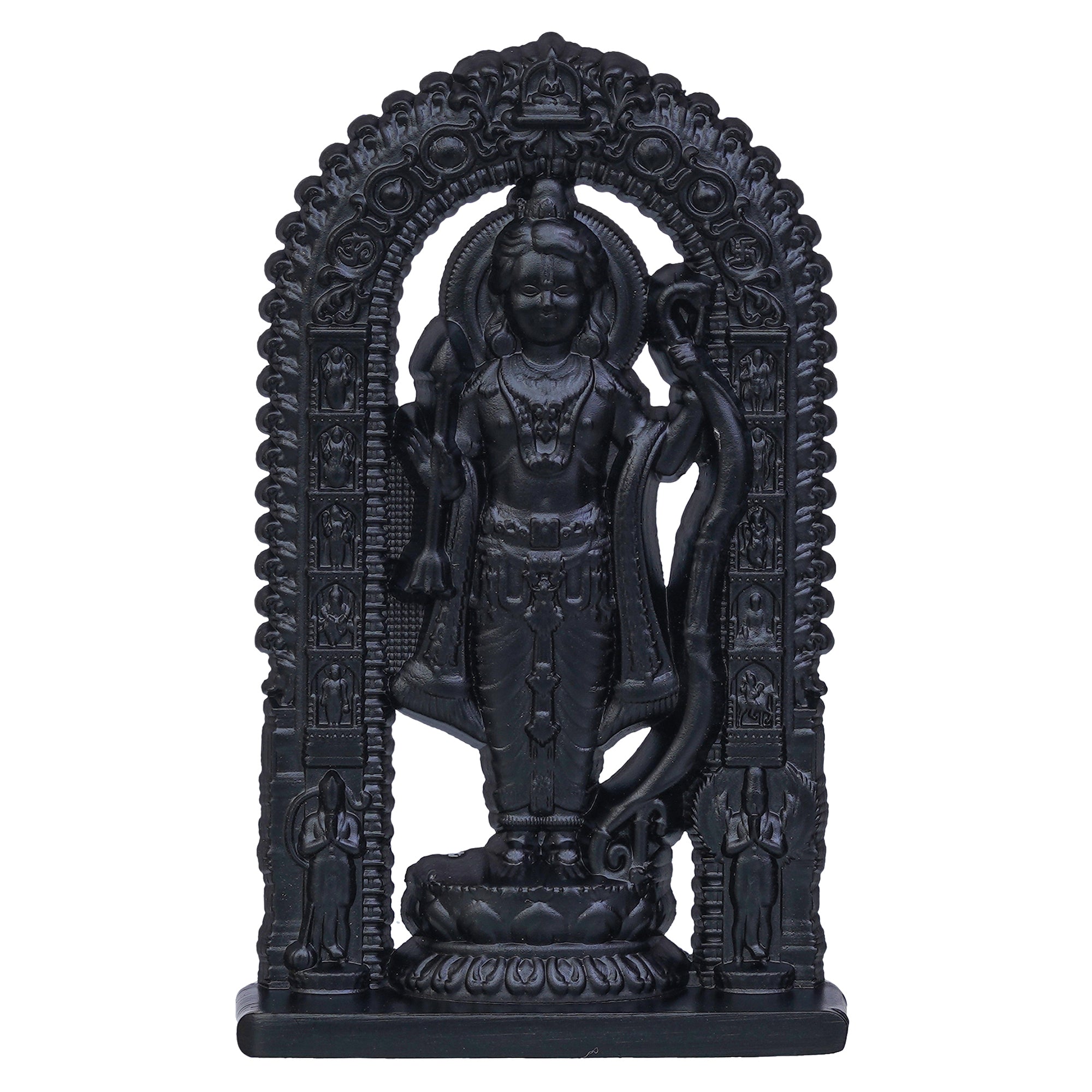 Black Metal Handcrafted Shri Ram Statue Murti Holding Bow & Arrow Decorative God Idol 2