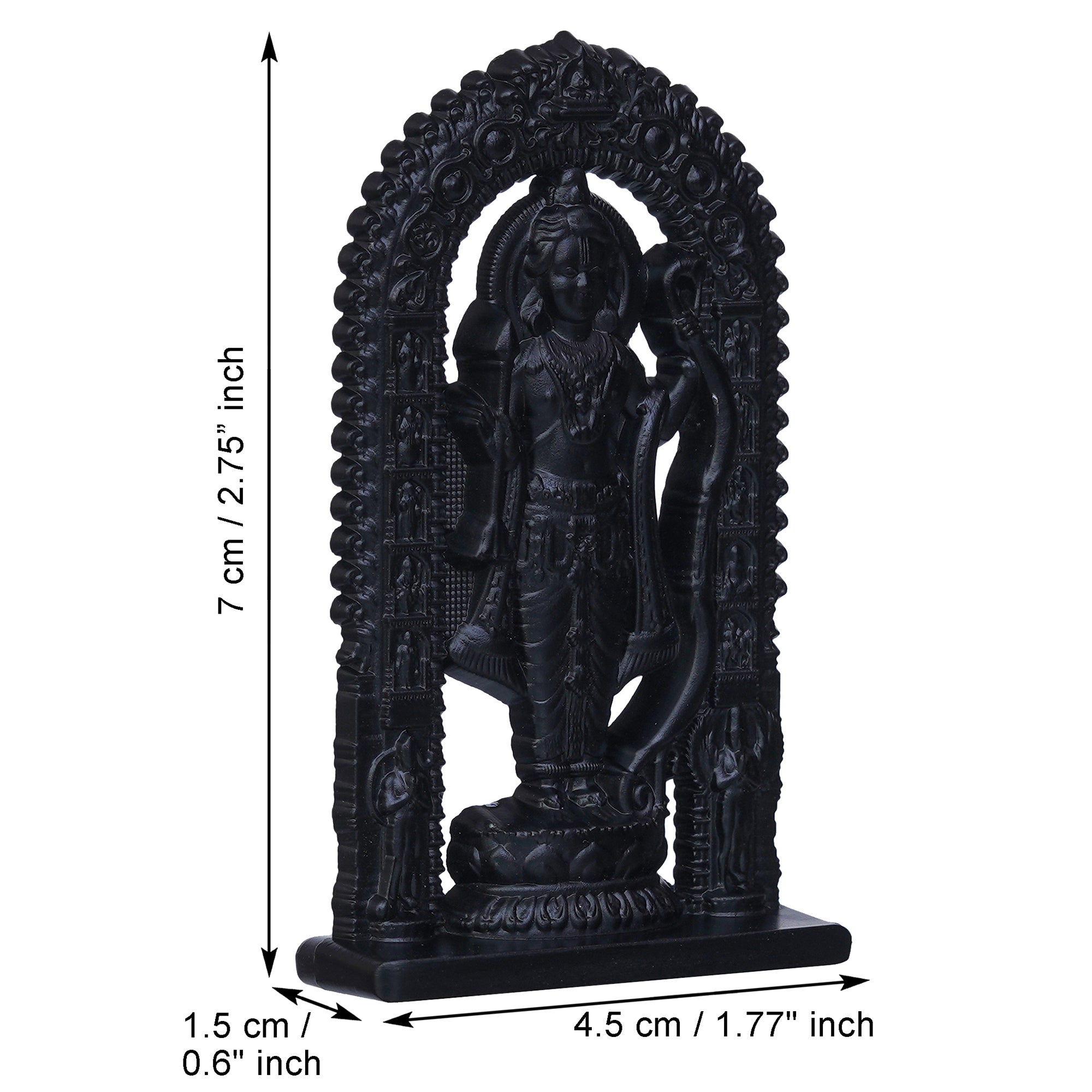 Black Metal Handcrafted Shri Ram Statue Murti Holding Bow & Arrow Decorative God Idol 3
