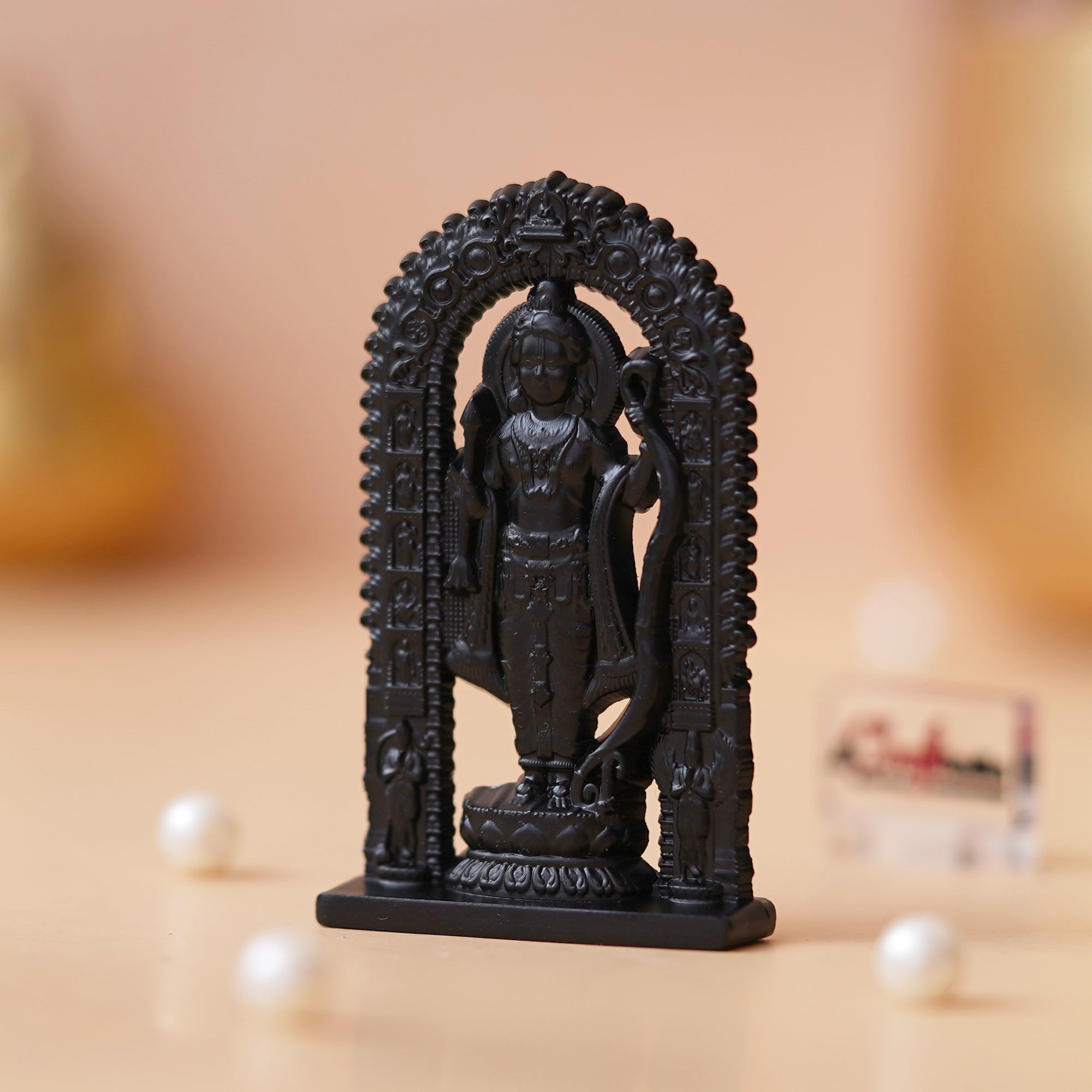 Black Metal Handcrafted Shri Ram Statue Murti Holding Bow & Arrow Decorative God Idol 4