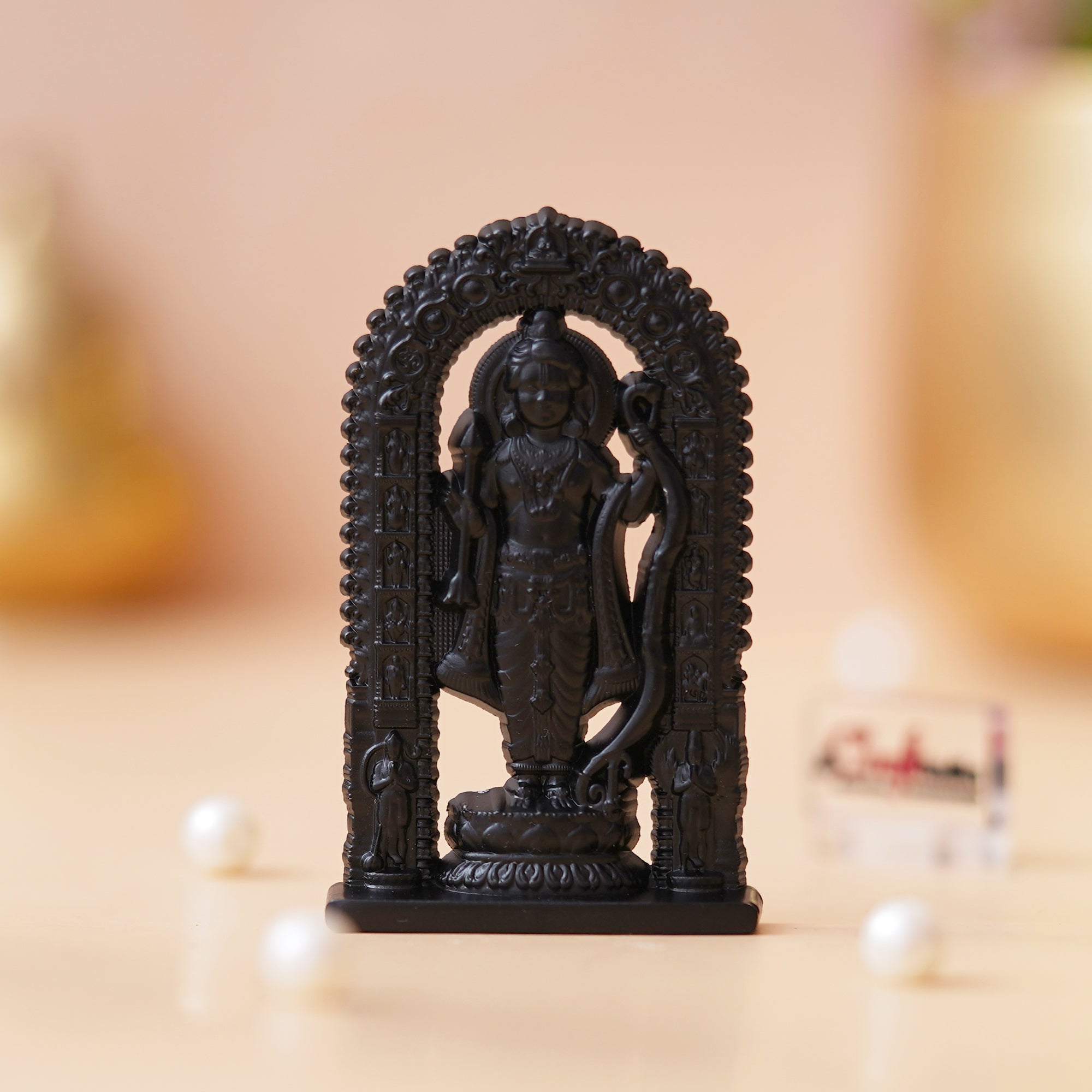 Black Metal Handcrafted Shri Ram Statue Murti Holding Bow & Arrow Decorative God Idol 5