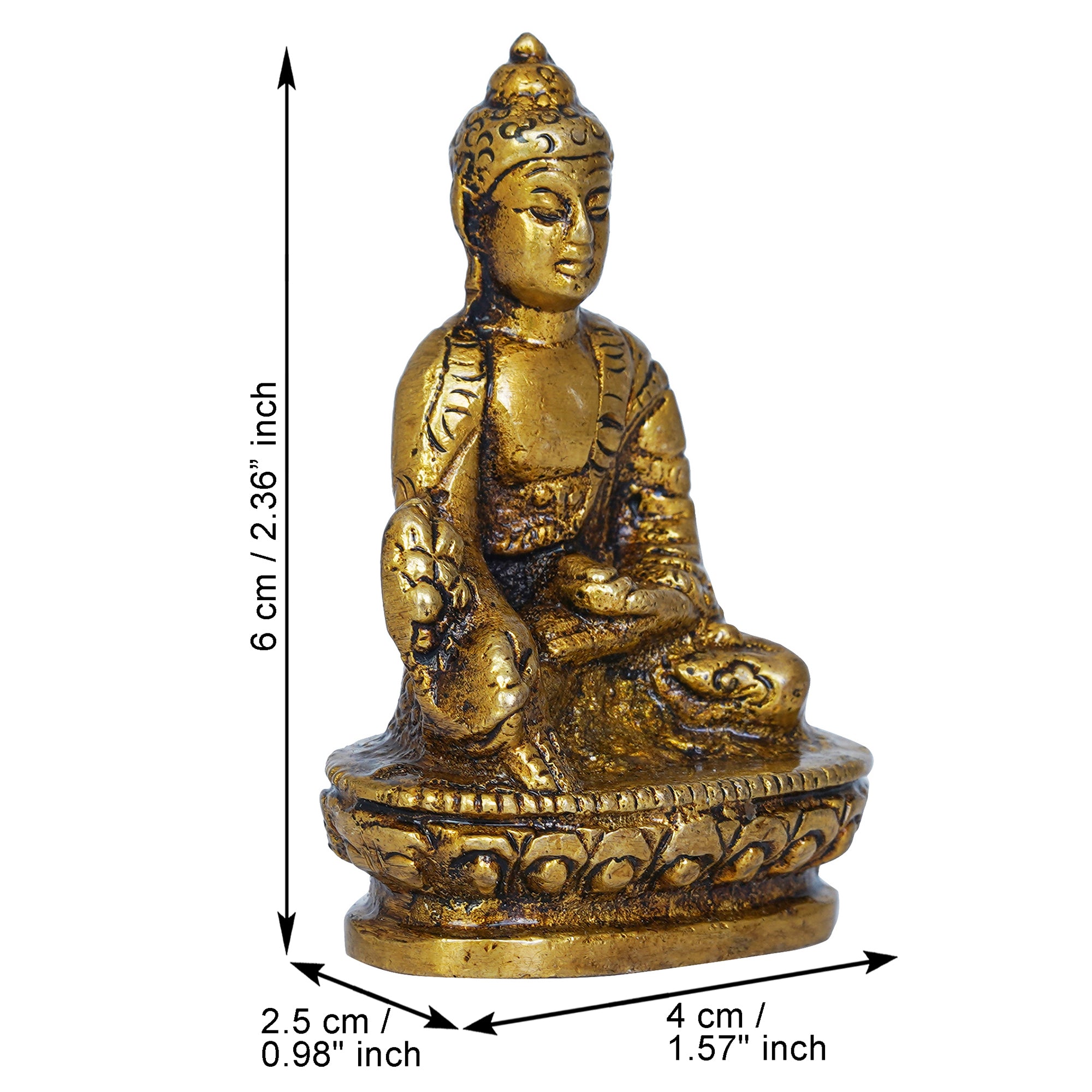 Golden Brass Lord Buddha Statue Murti Idol for Home Decor, Living Room, Office Desk, Car Dashboard - Buddha Purnima Gift to Bring Good Luck 3