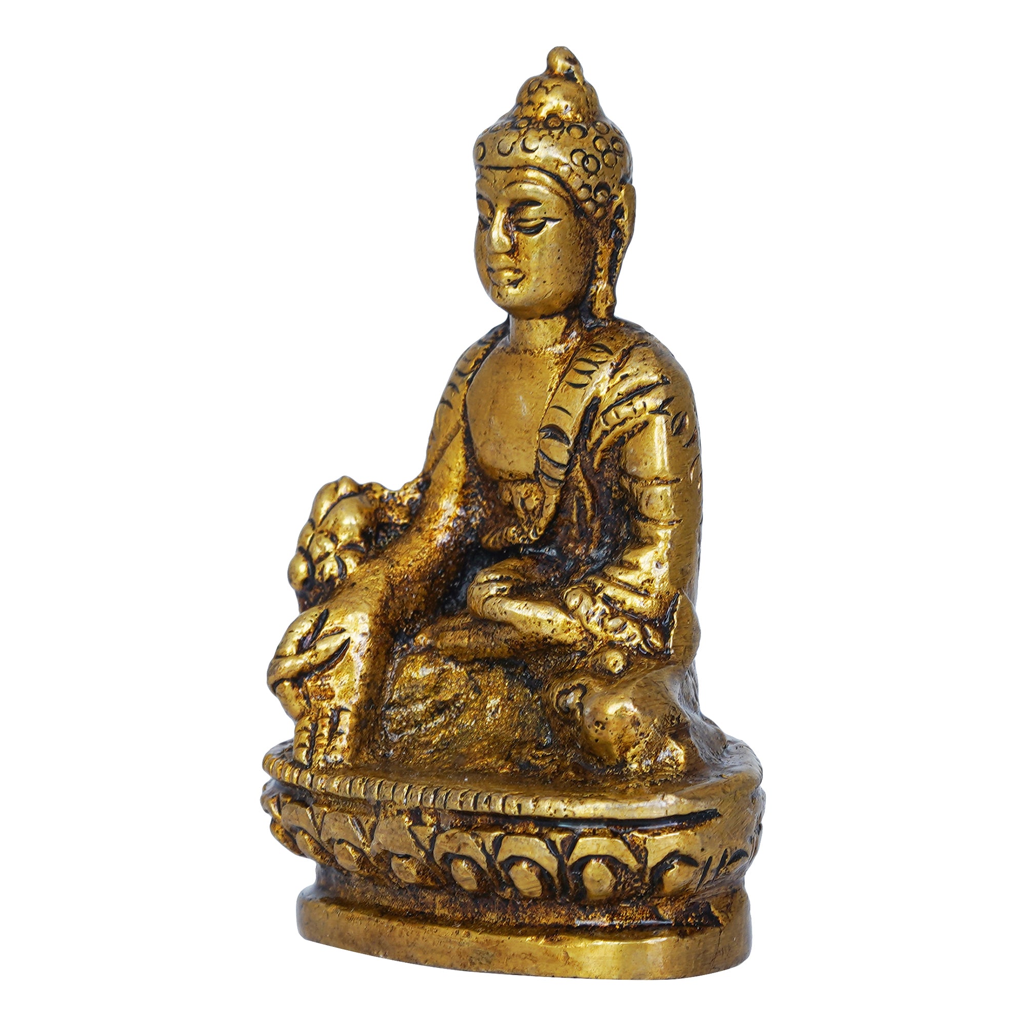 Golden Brass Lord Buddha Statue Murti Idol for Home Decor, Living Room, Office Desk, Car Dashboard - Buddha Purnima Gift to Bring Good Luck 6
