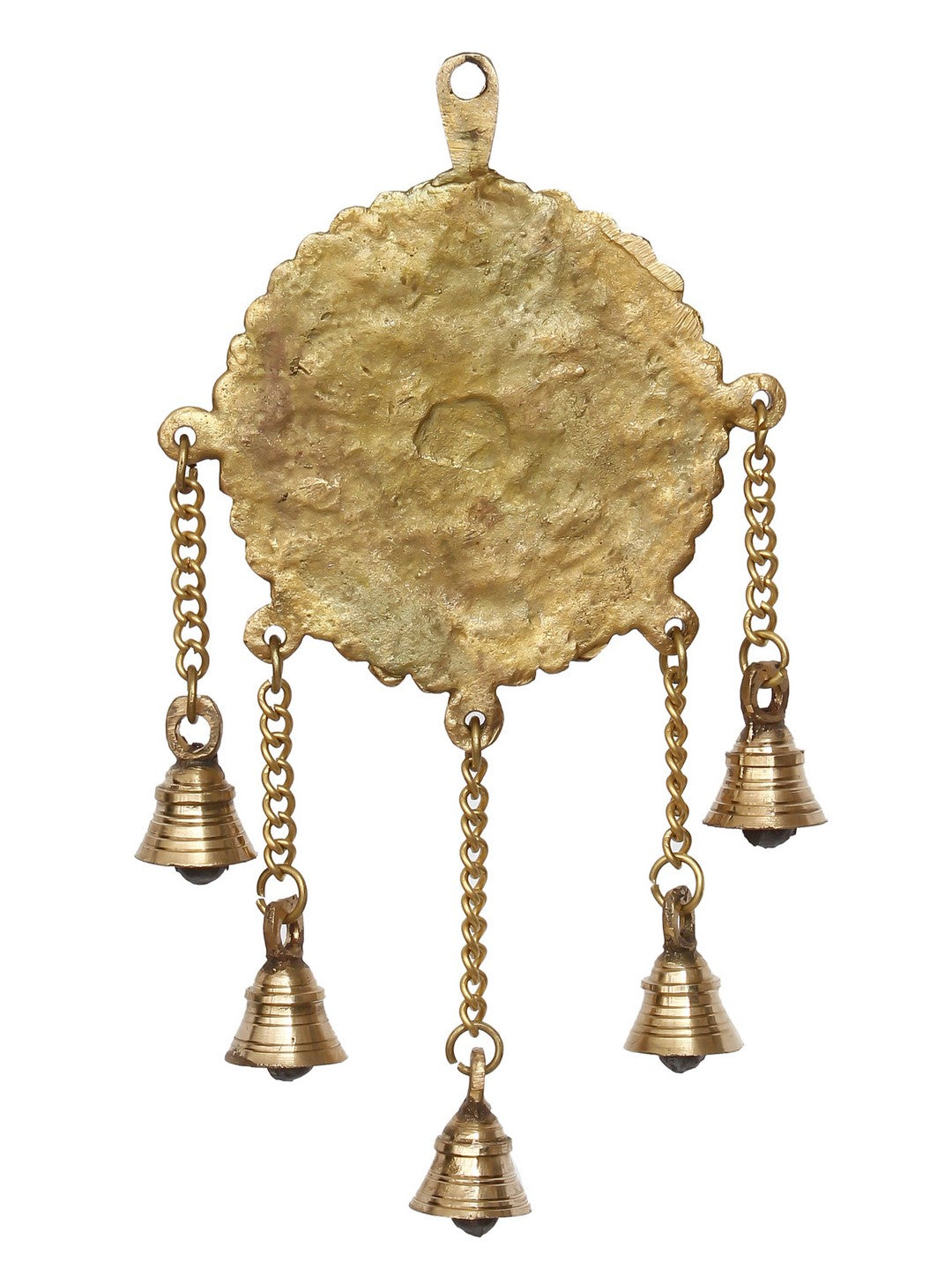 Golden Brass Decorative Lord Ganesha Wall Hanging with 5 Bells Showpiece 6