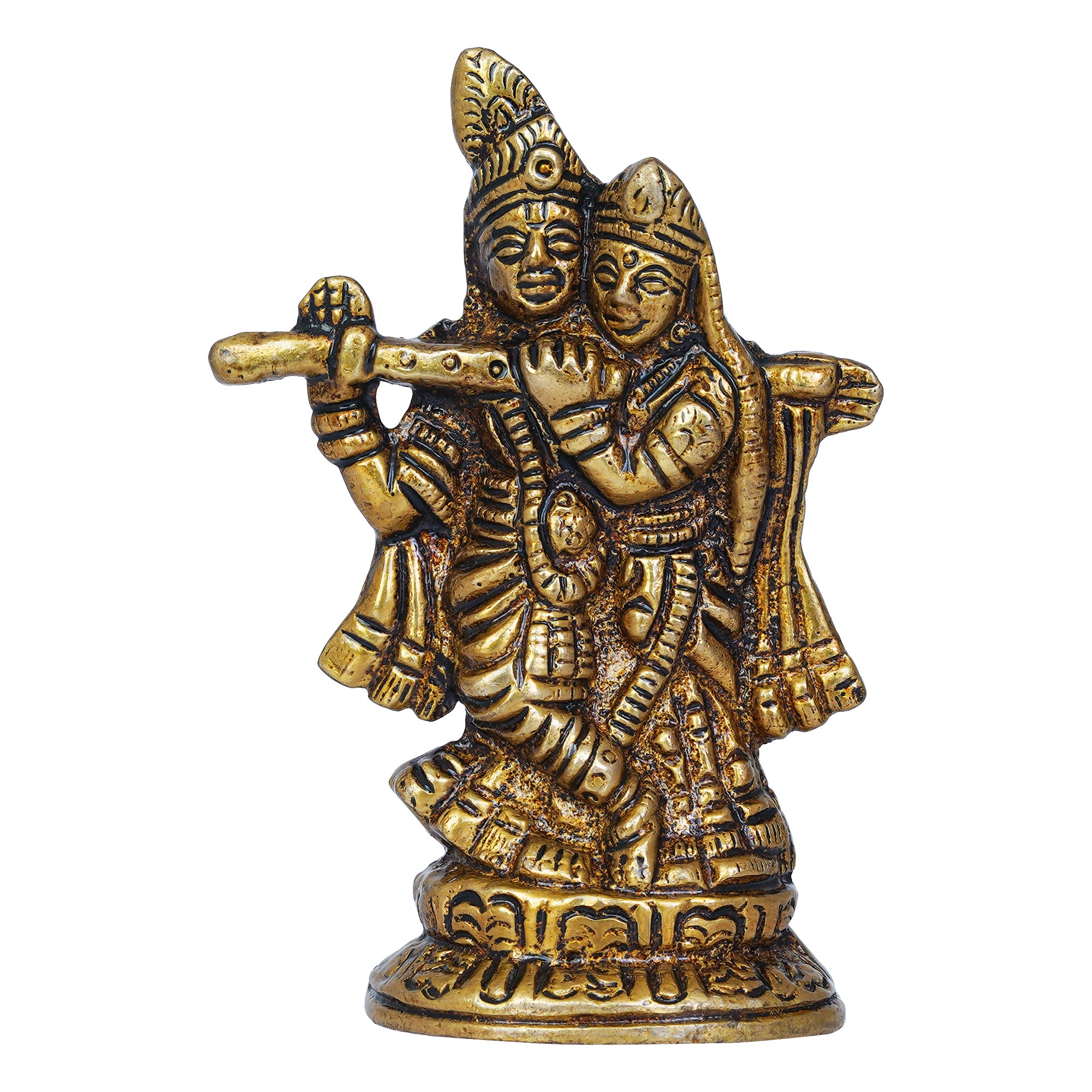Golden Brass Radha Krishna Murti Idol - God Goddess Statue Decorative Showpiece for Home, Office, Car Dashboard - Gift for Festivals like Janmashtami, Radha Ashtami, and Diwali 2