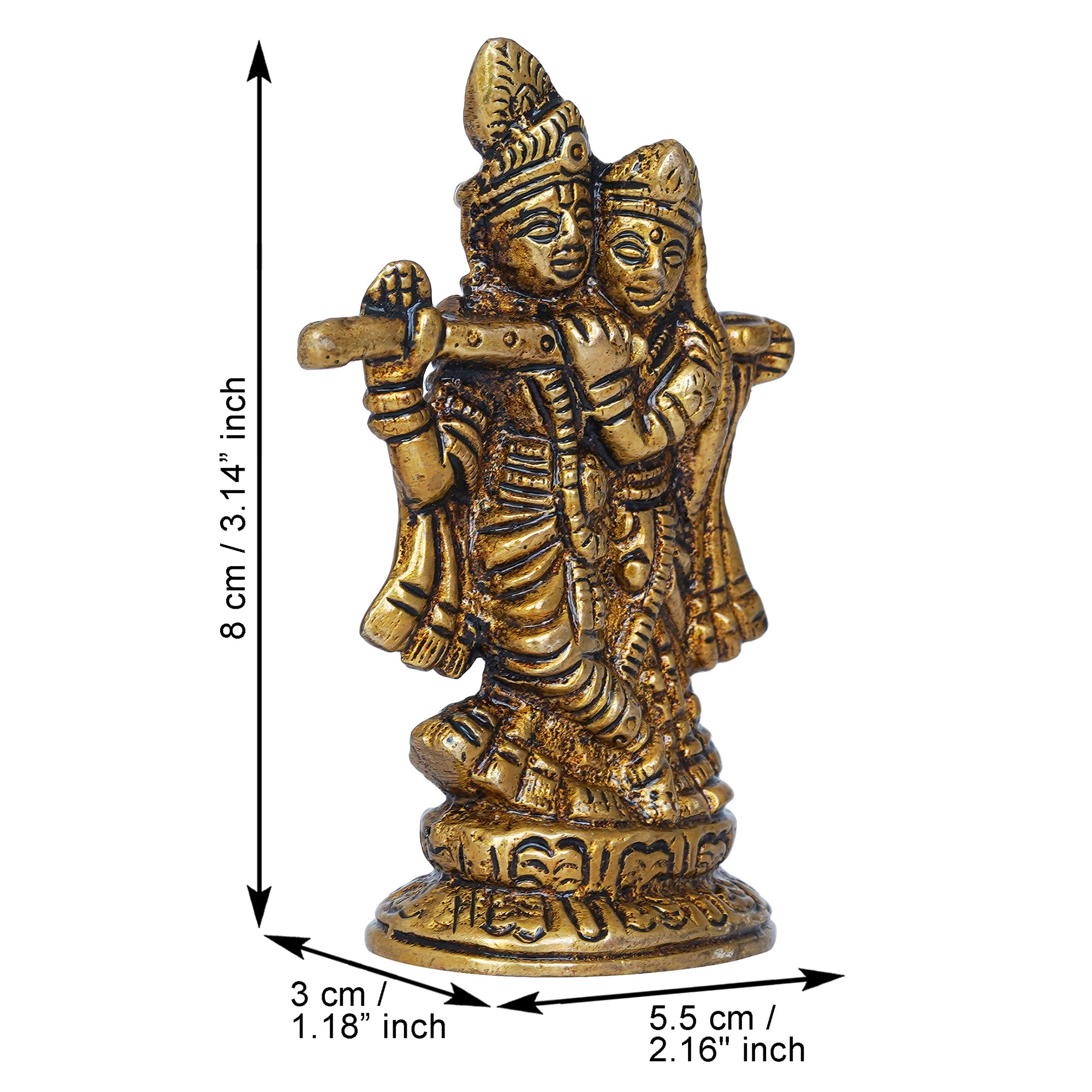 Golden Brass Radha Krishna Murti Idol - God Goddess Statue Decorative Showpiece for Home, Office, Car Dashboard - Gift for Festivals like Janmashtami, Radha Ashtami, and Diwali 3
