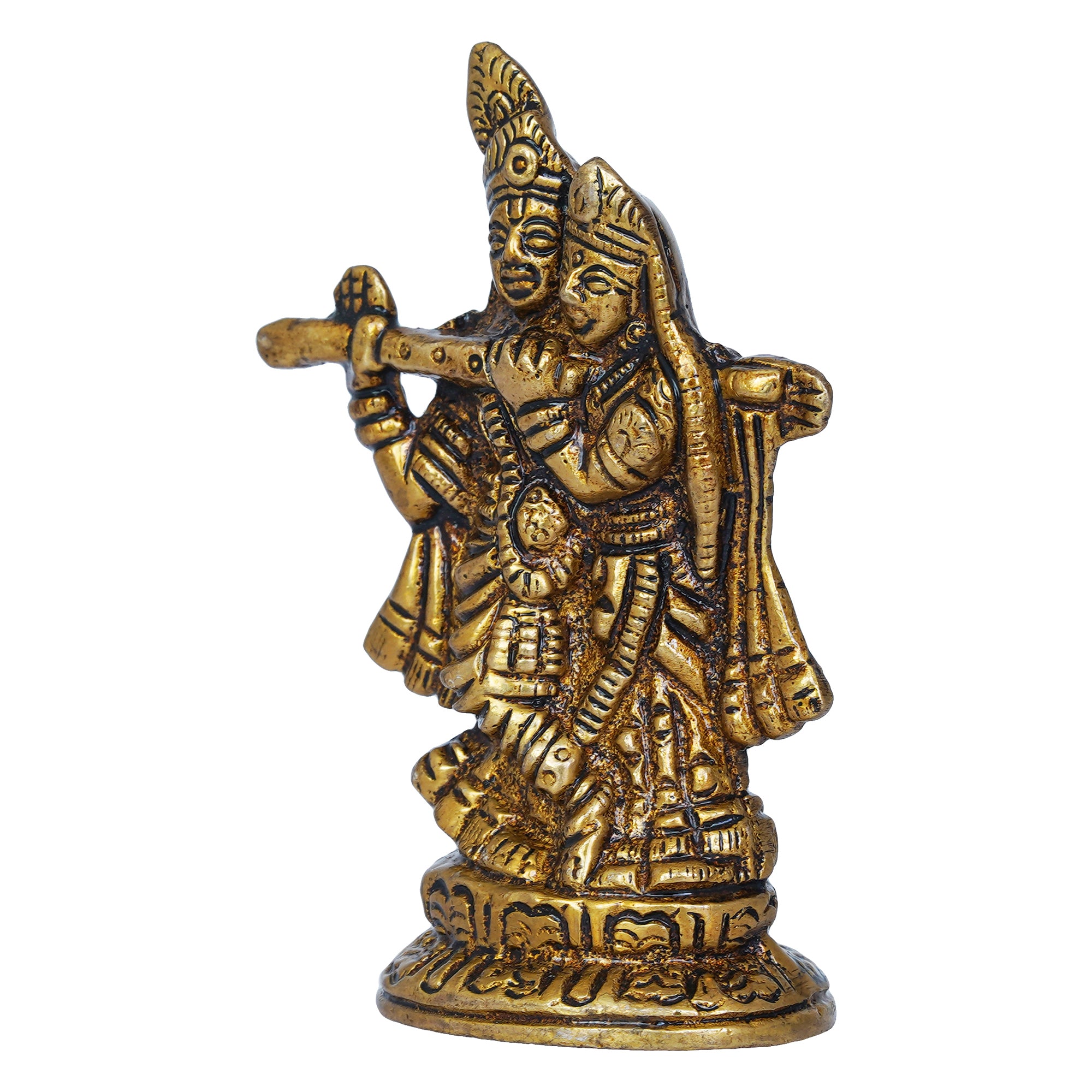 Golden Brass Radha Krishna Murti Idol - God Goddess Statue Decorative Showpiece for Home, Office, Car Dashboard - Gift for Festivals like Janmashtami, Radha Ashtami, and Diwali 6