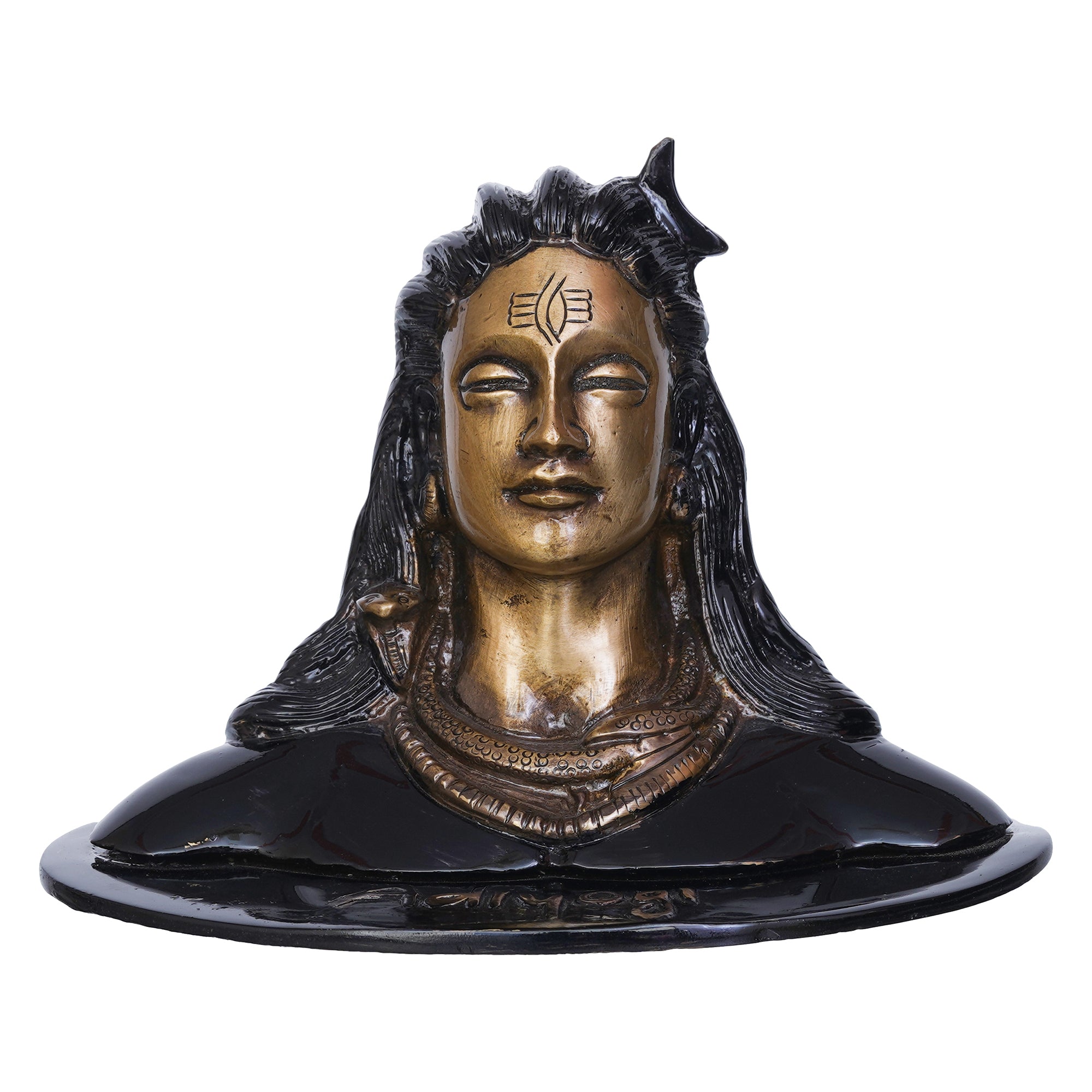 Black and Golden Brass Lord Adiyogi Shiva Statue, Shiv Murti, Shiva Idol for Car Dashboard, Home Office Decoration - Gift for Maha Shivratri Festival 2