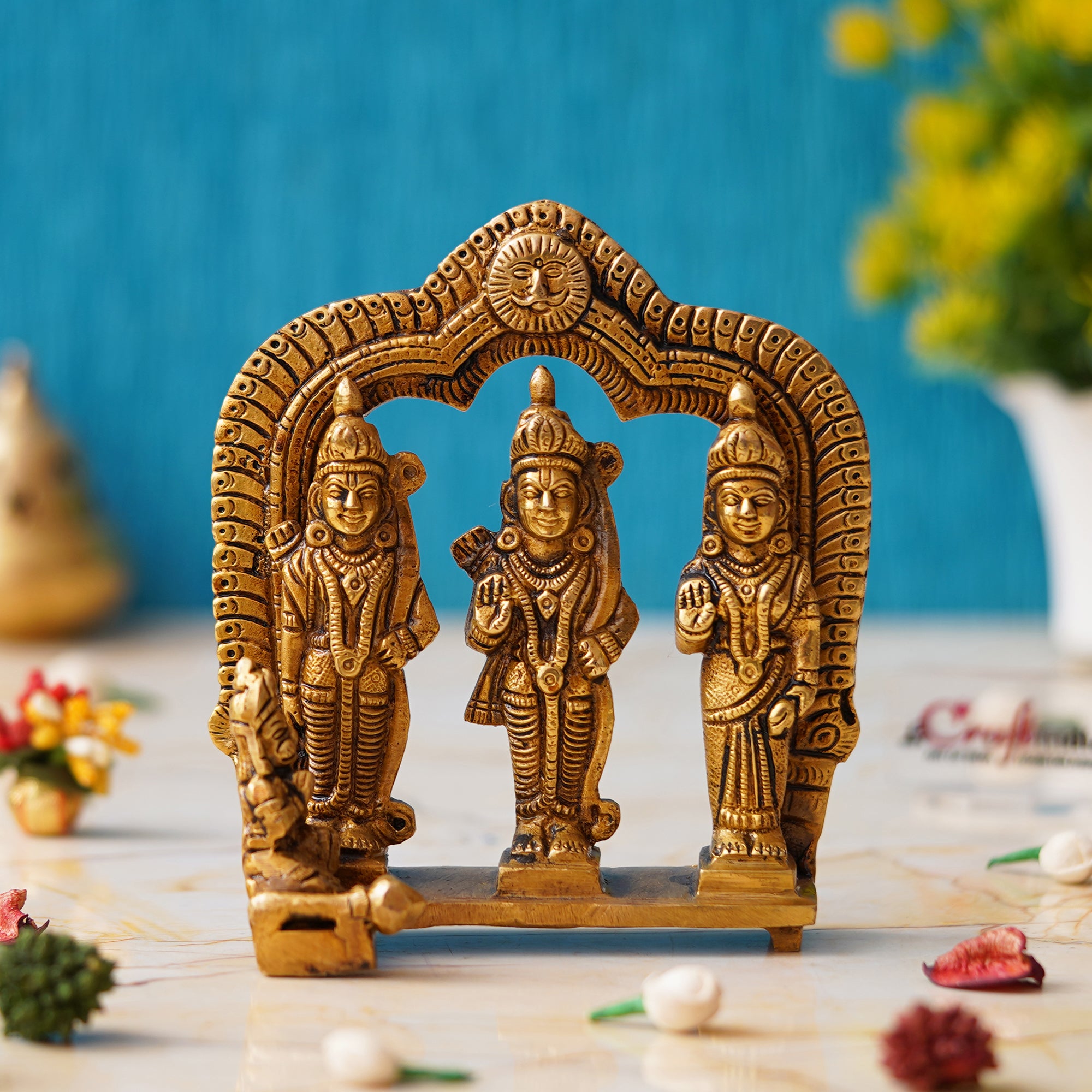 Golden Metal Ram Darbar Statue for Home Temple