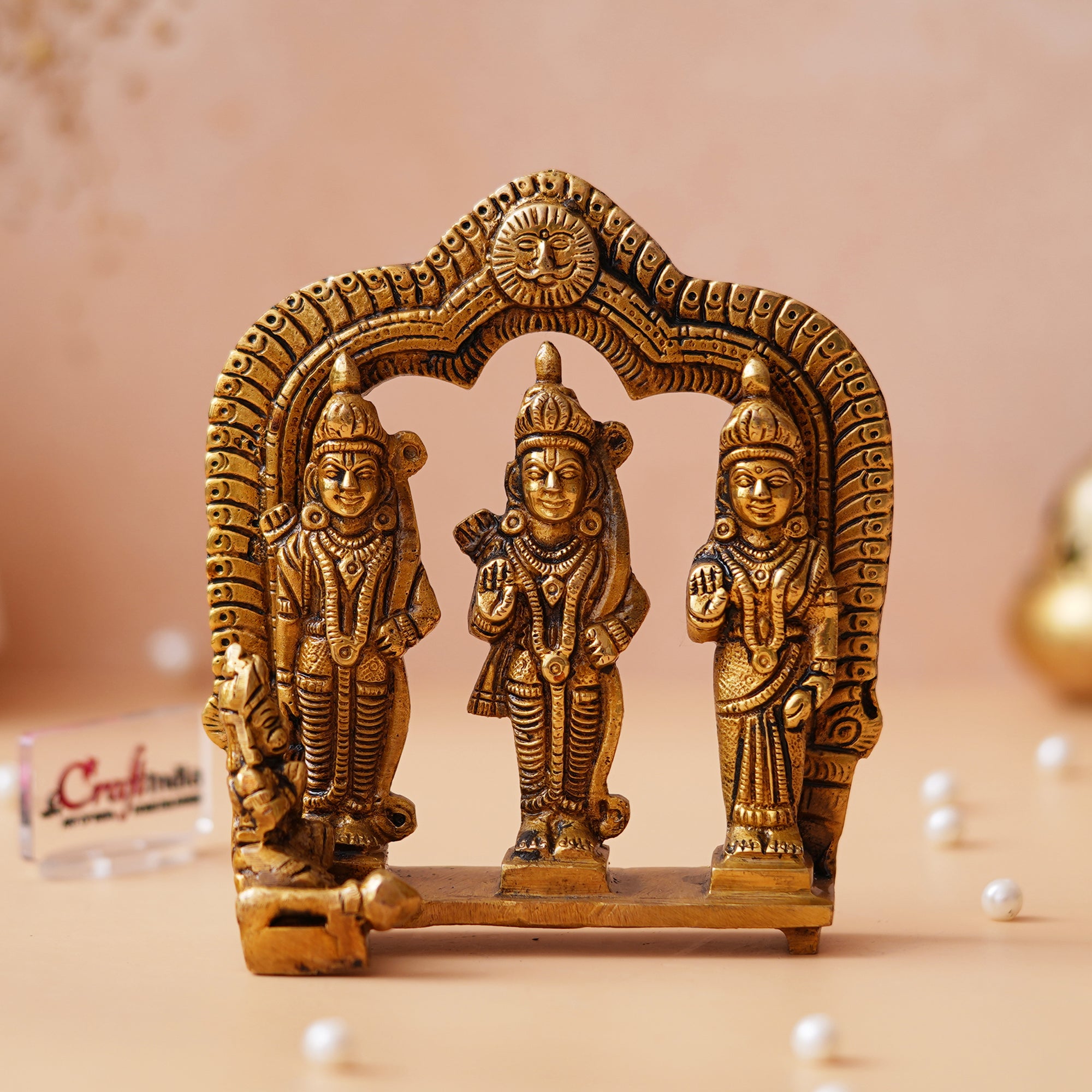 Golden Metal Ram Darbar Statue for Home Temple 4