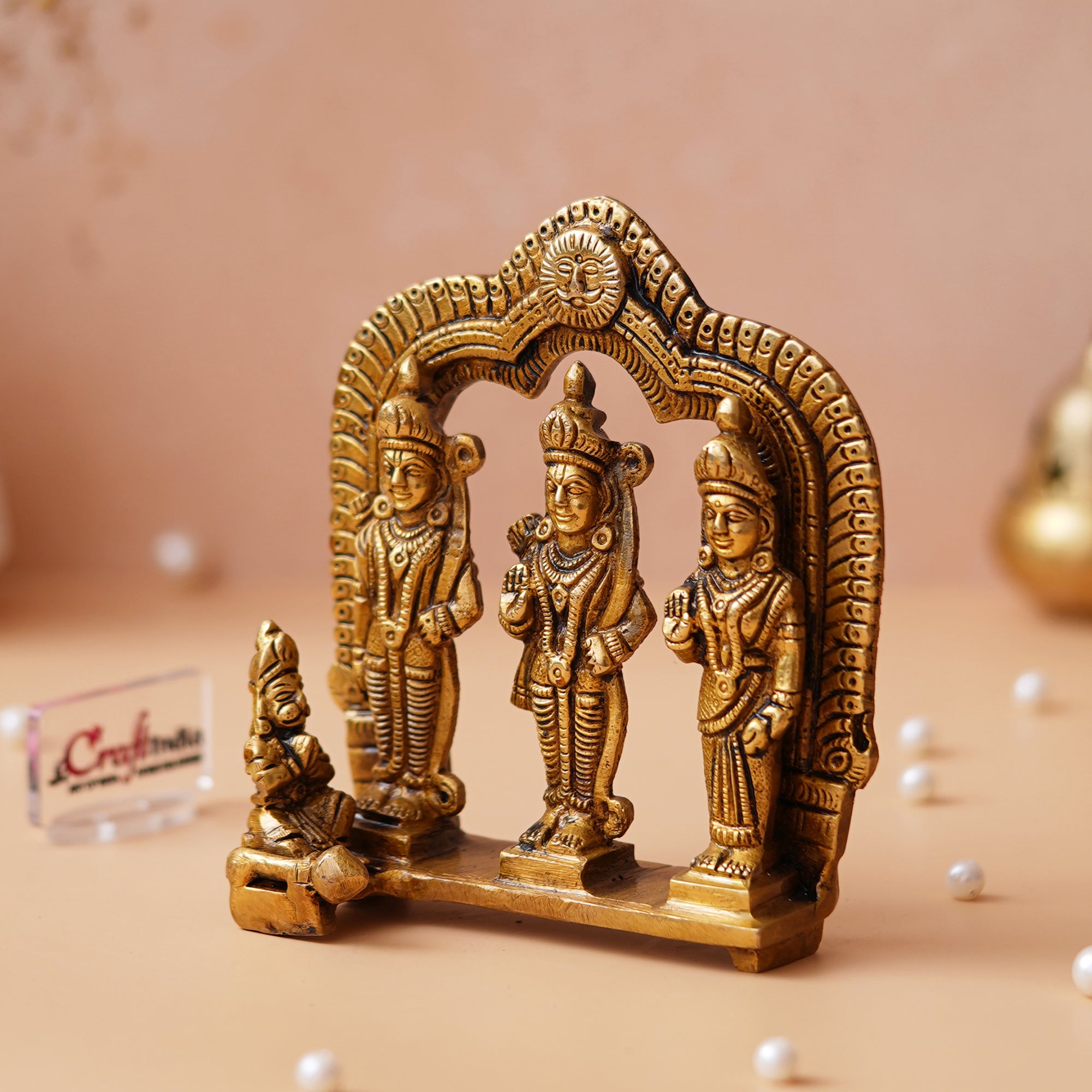Golden Metal Ram Darbar Statue for Home Temple 5