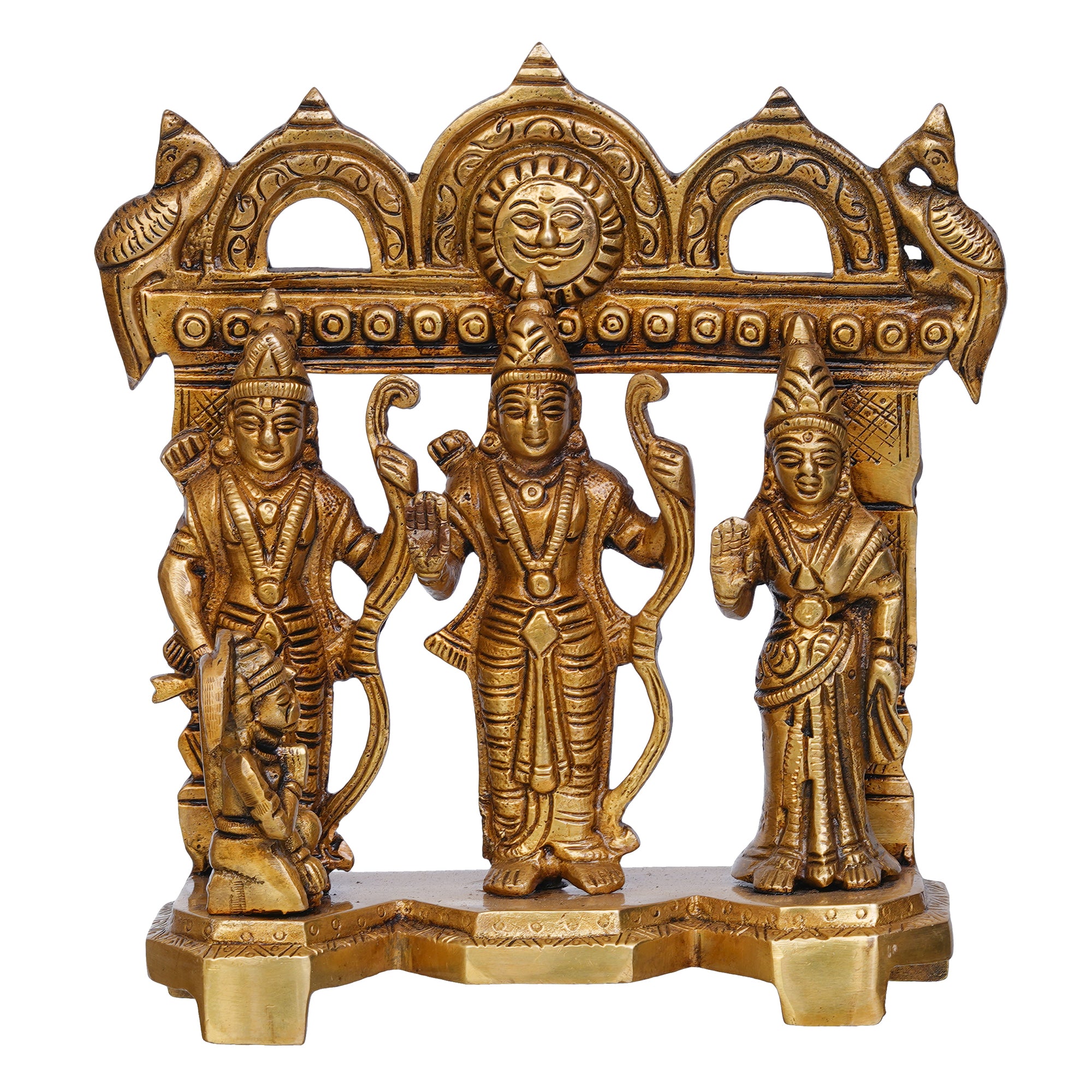 Golden Brass Handcrafted Ram Darbar Statue for Home Temple 2