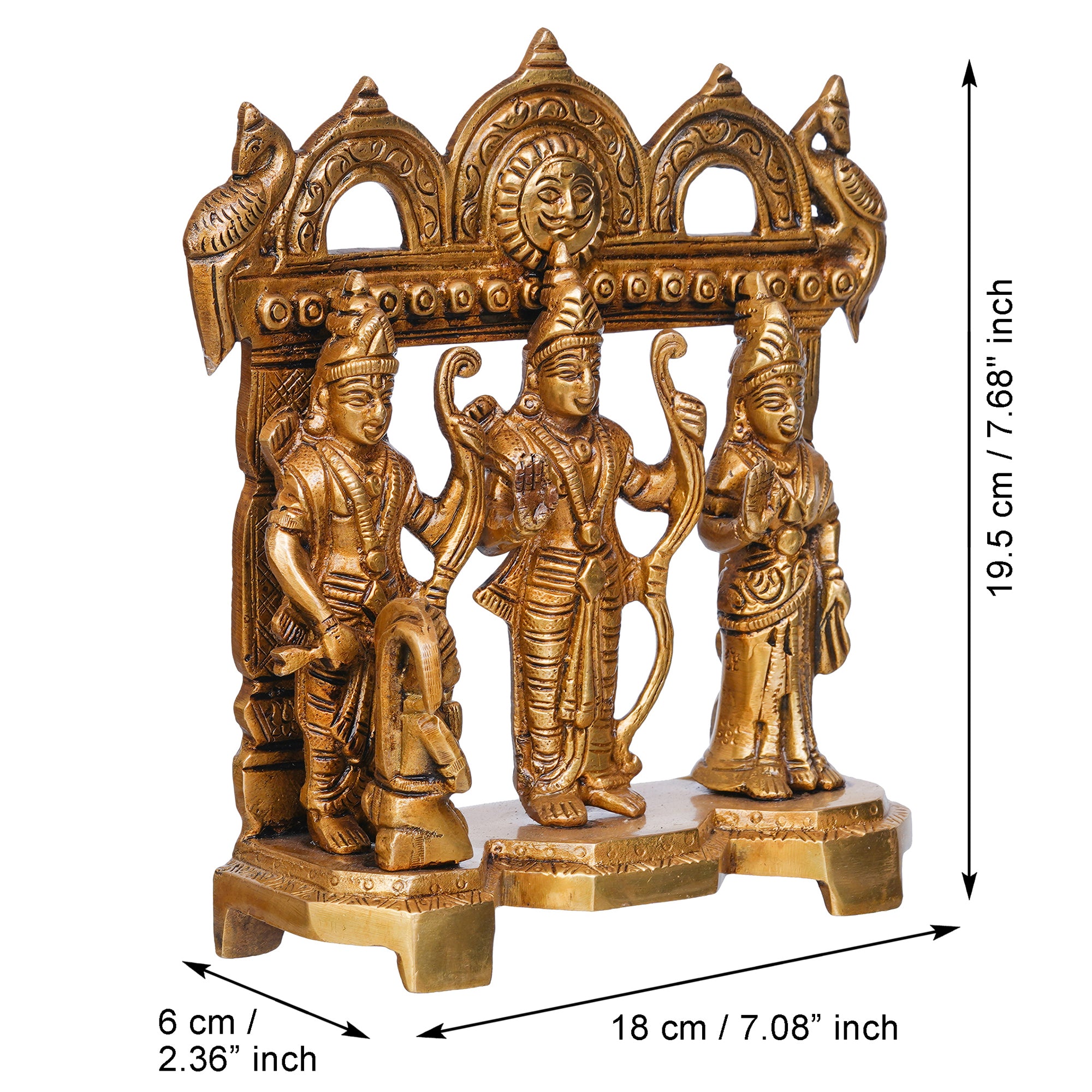 Golden Brass Handcrafted Ram Darbar Statue for Home Temple 3