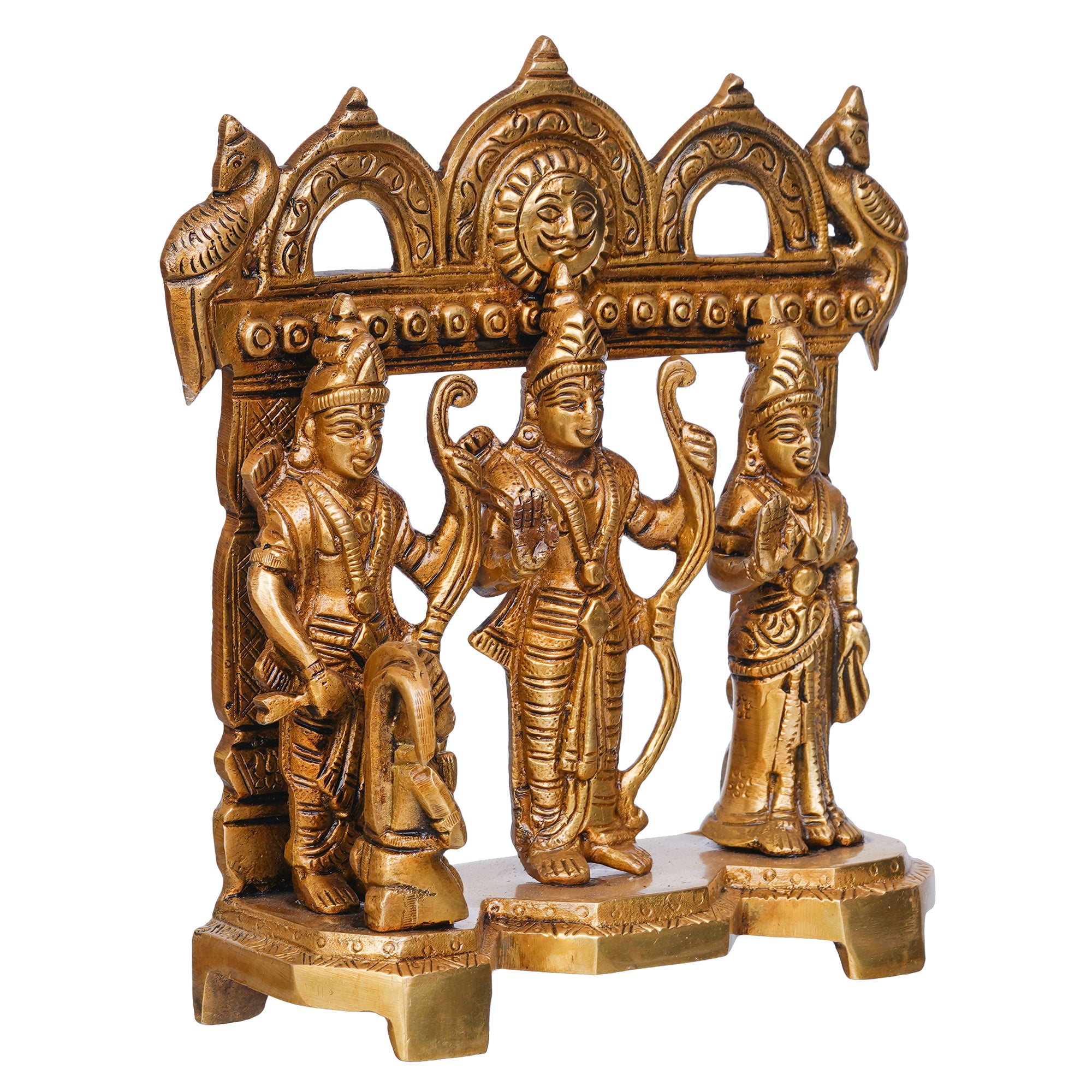 Golden Brass Handcrafted Ram Darbar Statue for Home Temple 6