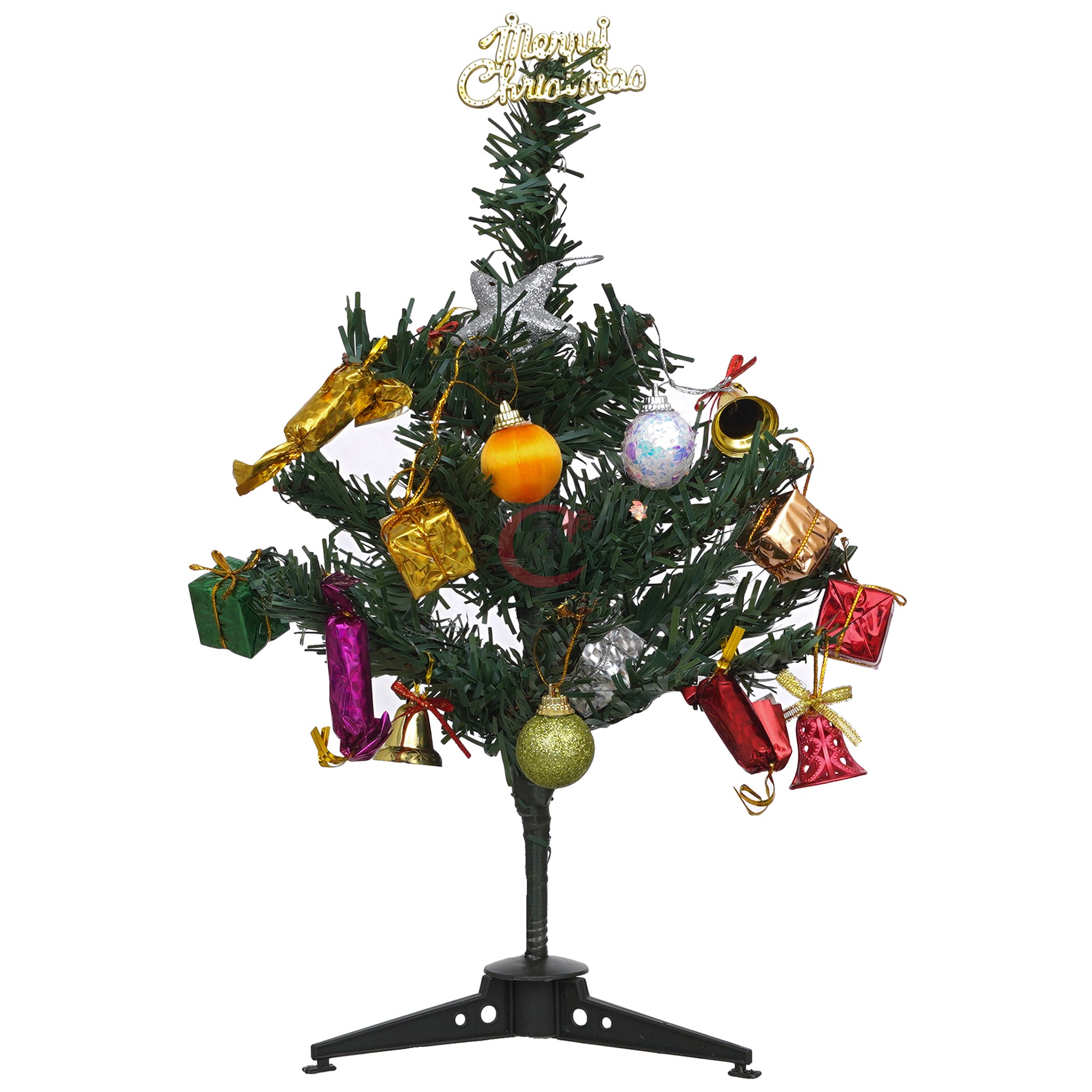 eCraftIndia 1 Feet Green Artificial Christmas Tree Xmas Pine Tree with Stand and 40 Christmas Decoration Ornaments Props - Merry Christmas Decoration Item for Home, Office, and Church 6